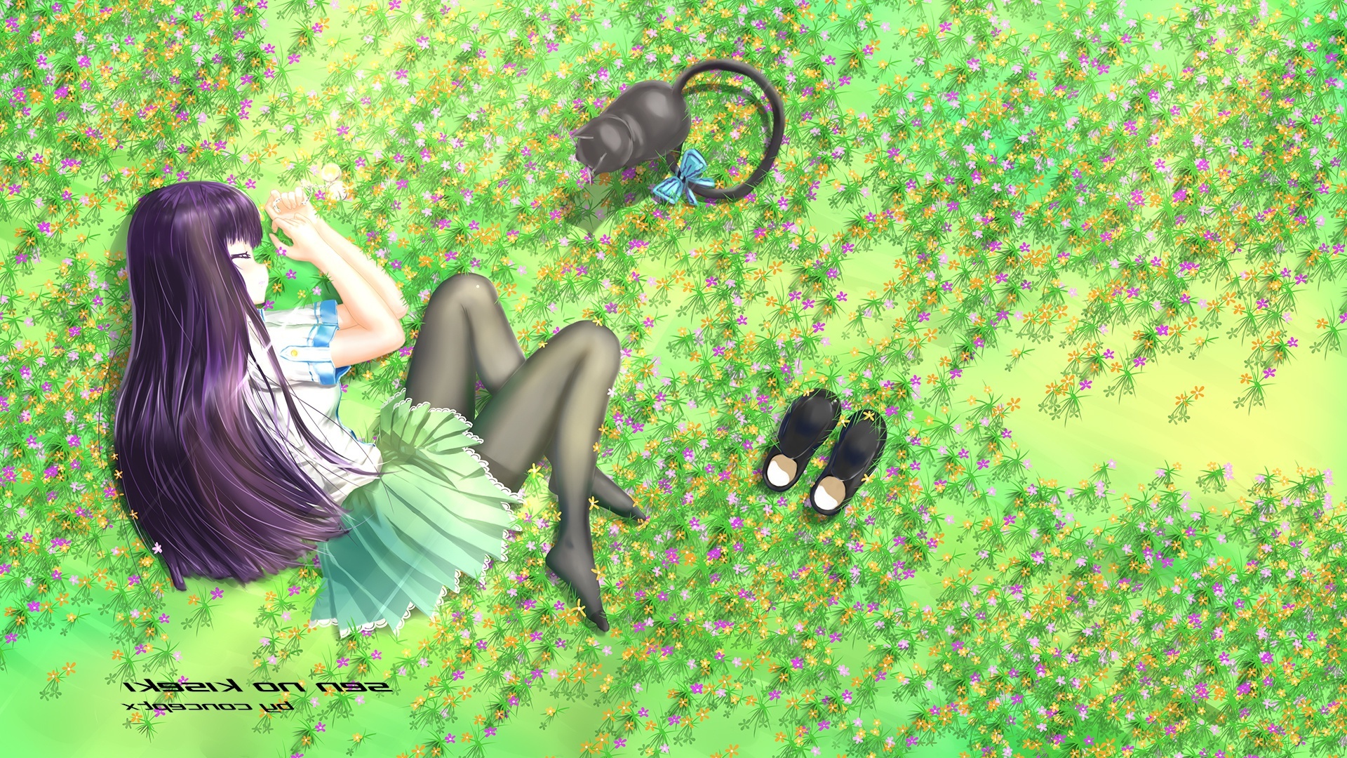 Anime Girl Lying In Grass