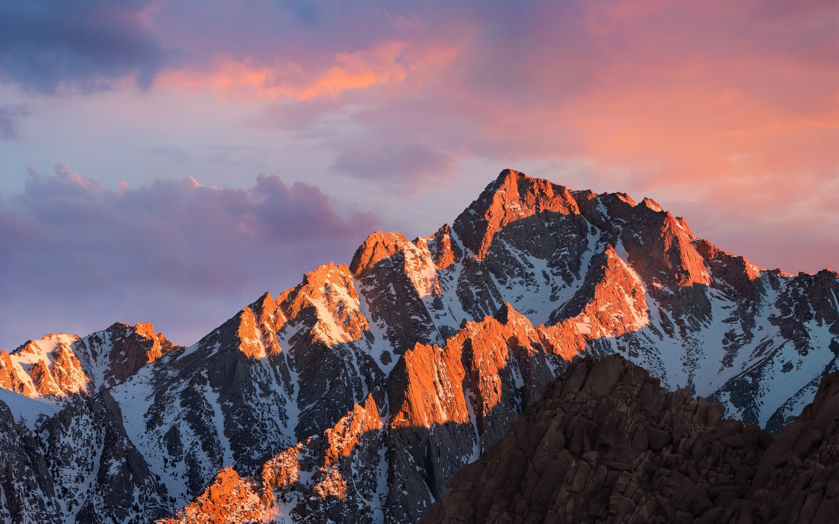 Wallpaper Mountains, Rocks, Sunset, Snow - Resolution:2880x1800 - Wallpx