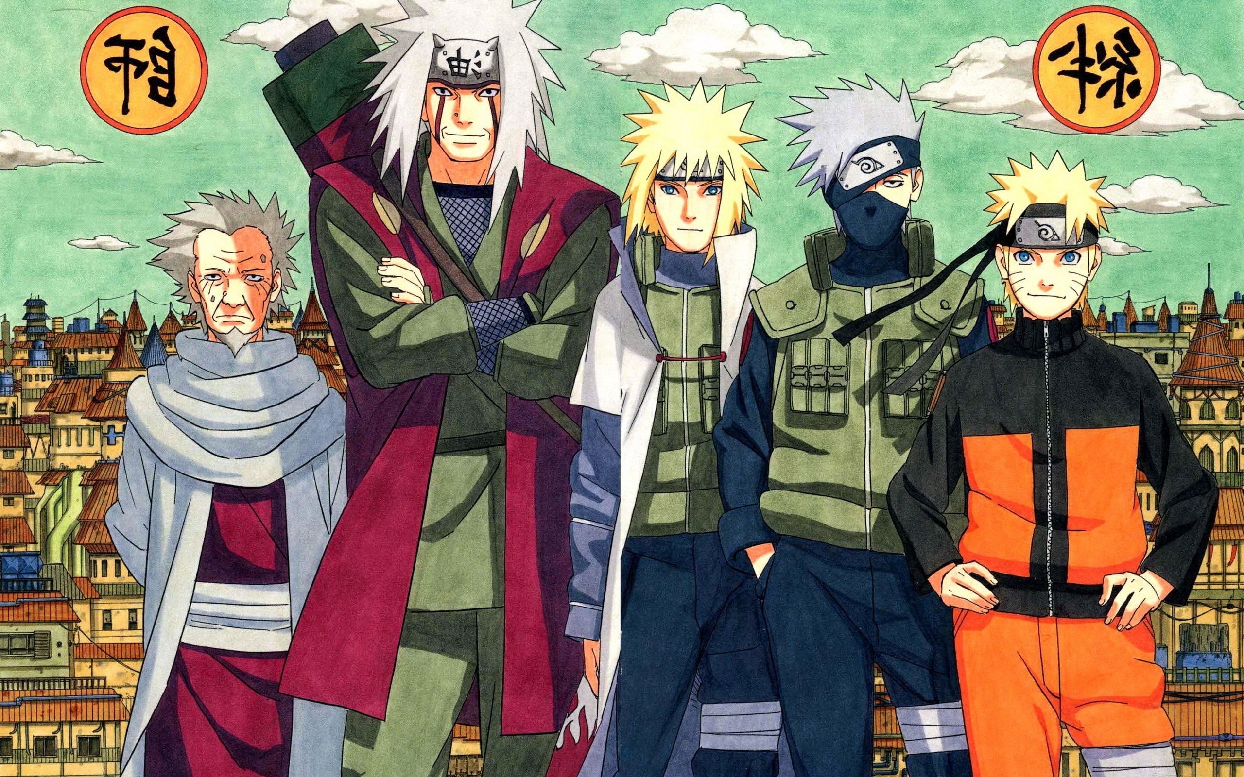Wallpaper Naruto, Jiraiya, Kakashi, Minato, Sandaime - Resolution ...