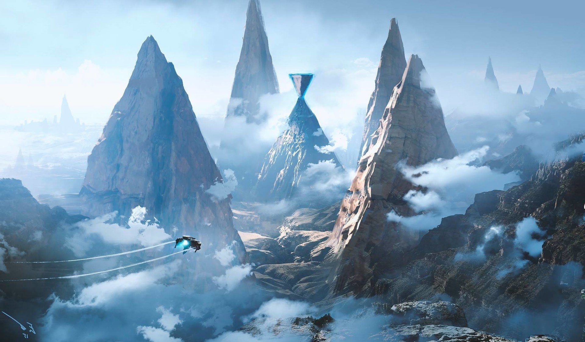 Wallpaper Sci-Fi, Mountains, Spaceships, Clouds - Resolution:1920x1125 ...