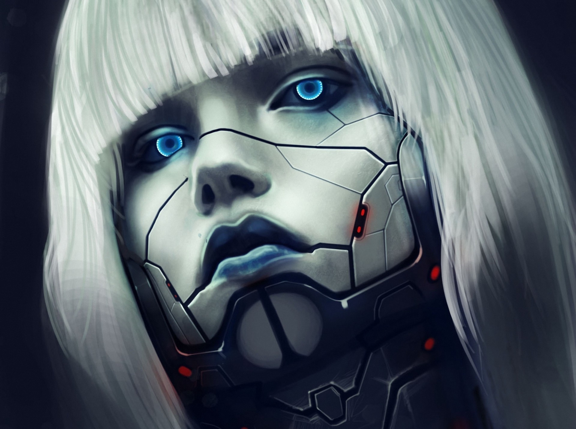 cyborg girl blue hair
