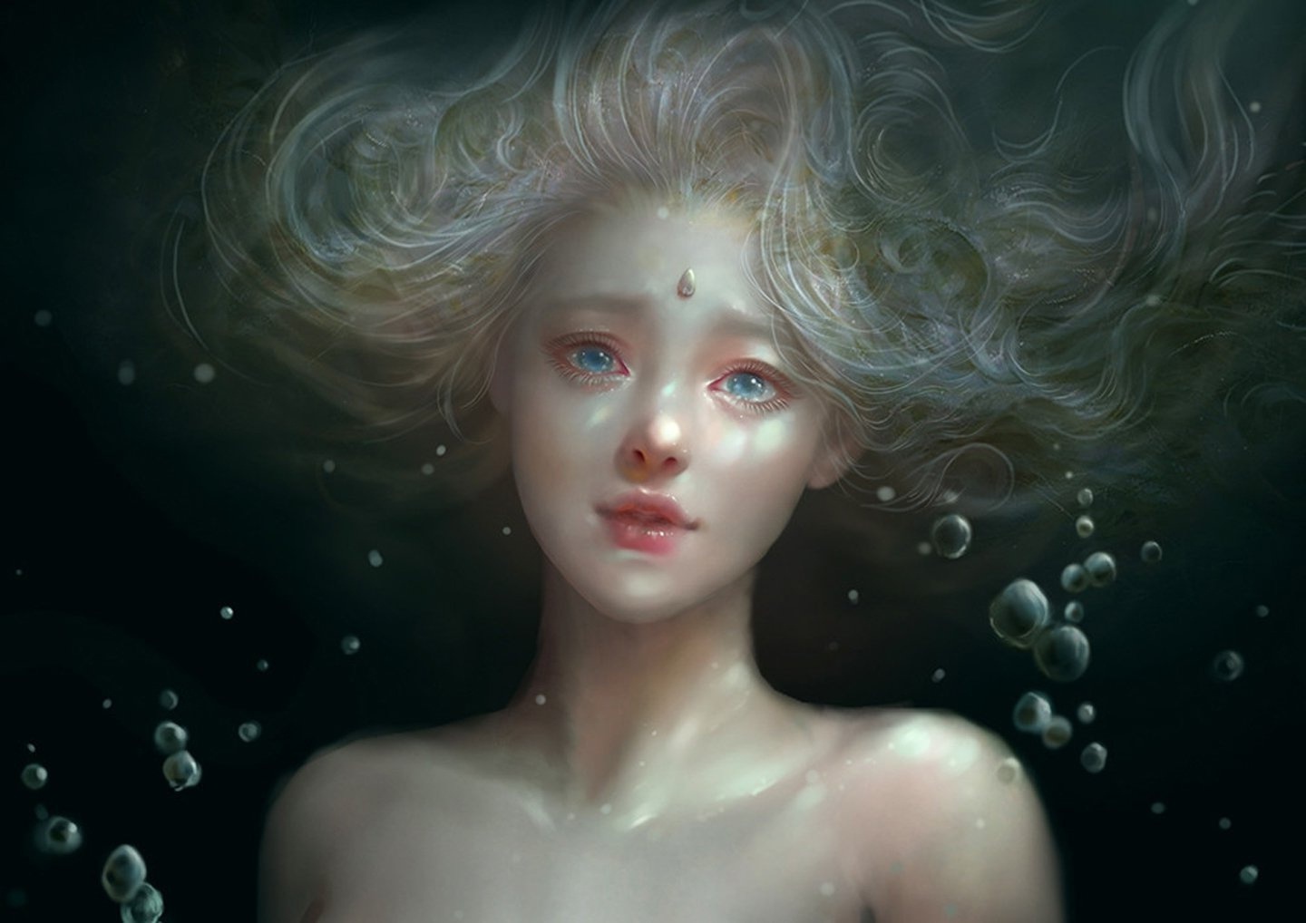 Wallpaper Semi Realistic, Bubbles, Fantasy Girl, Under Water, Tears ...
