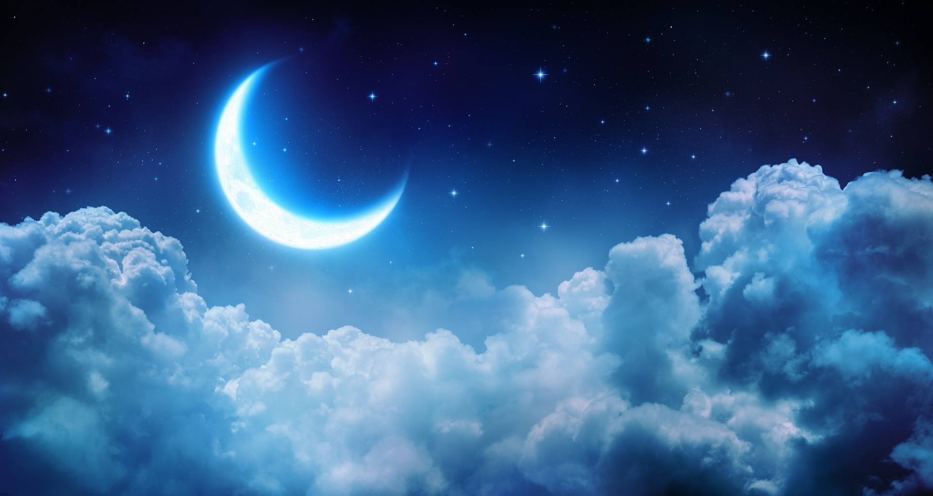 Wallpaper Clouds, Night, Crescent, Stars - Resolution:1920x1020 - Wallpx