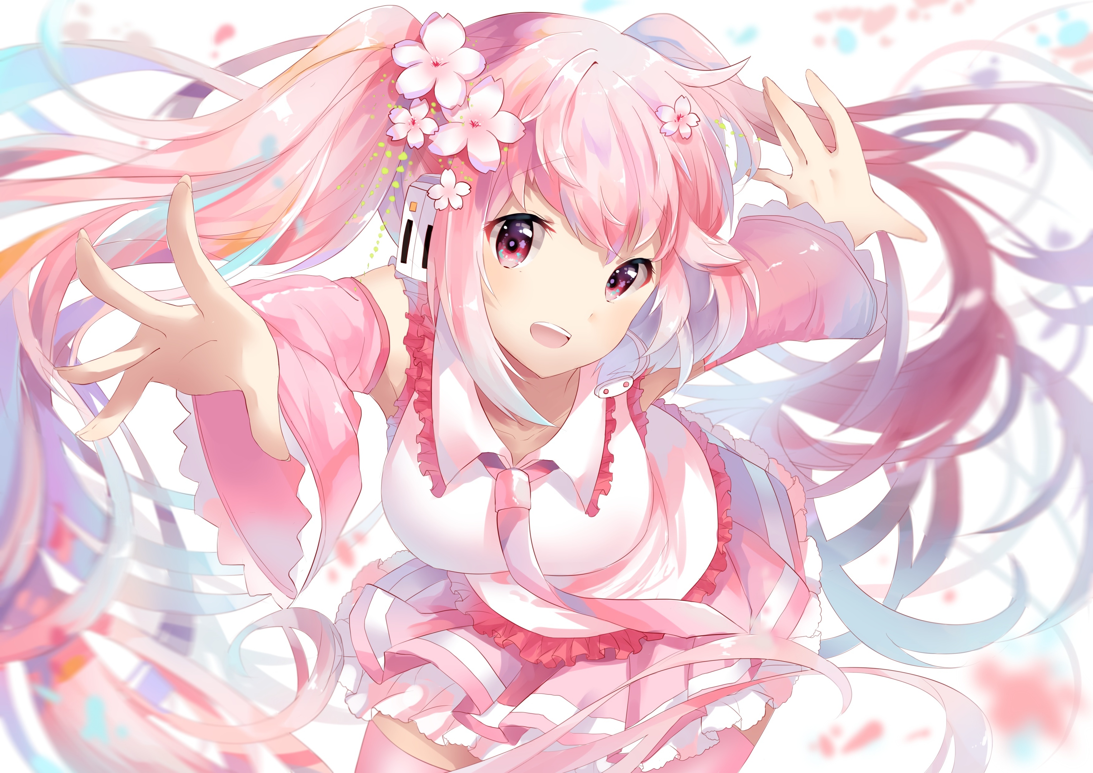 Wallpaper Pink Hair Hatsune Miku Vocaloid Sakura Miku Twintails