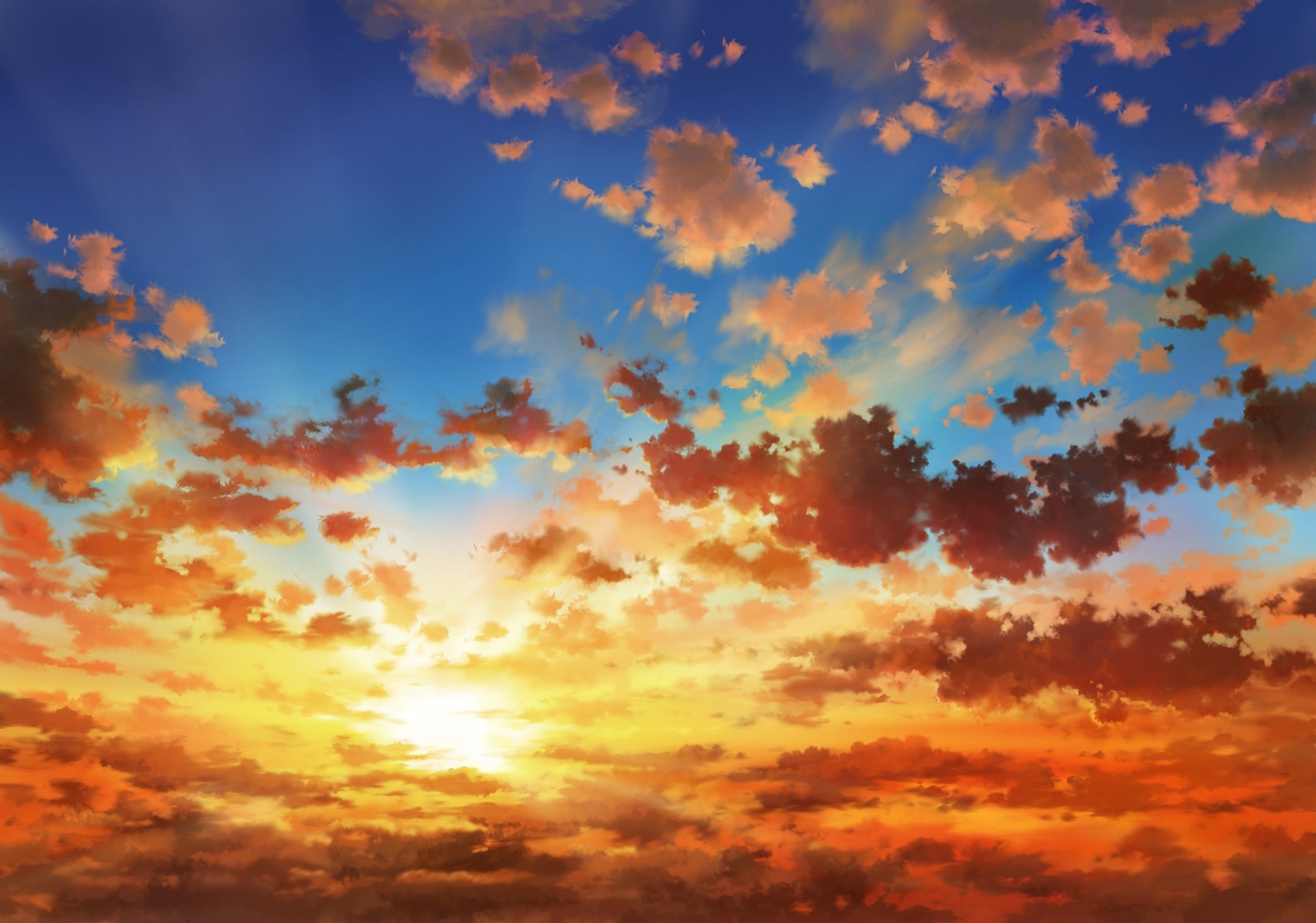 Wallpaper Clouds, Sunset, Sky, Anime Scenery - Resolution:1781x1250 ...