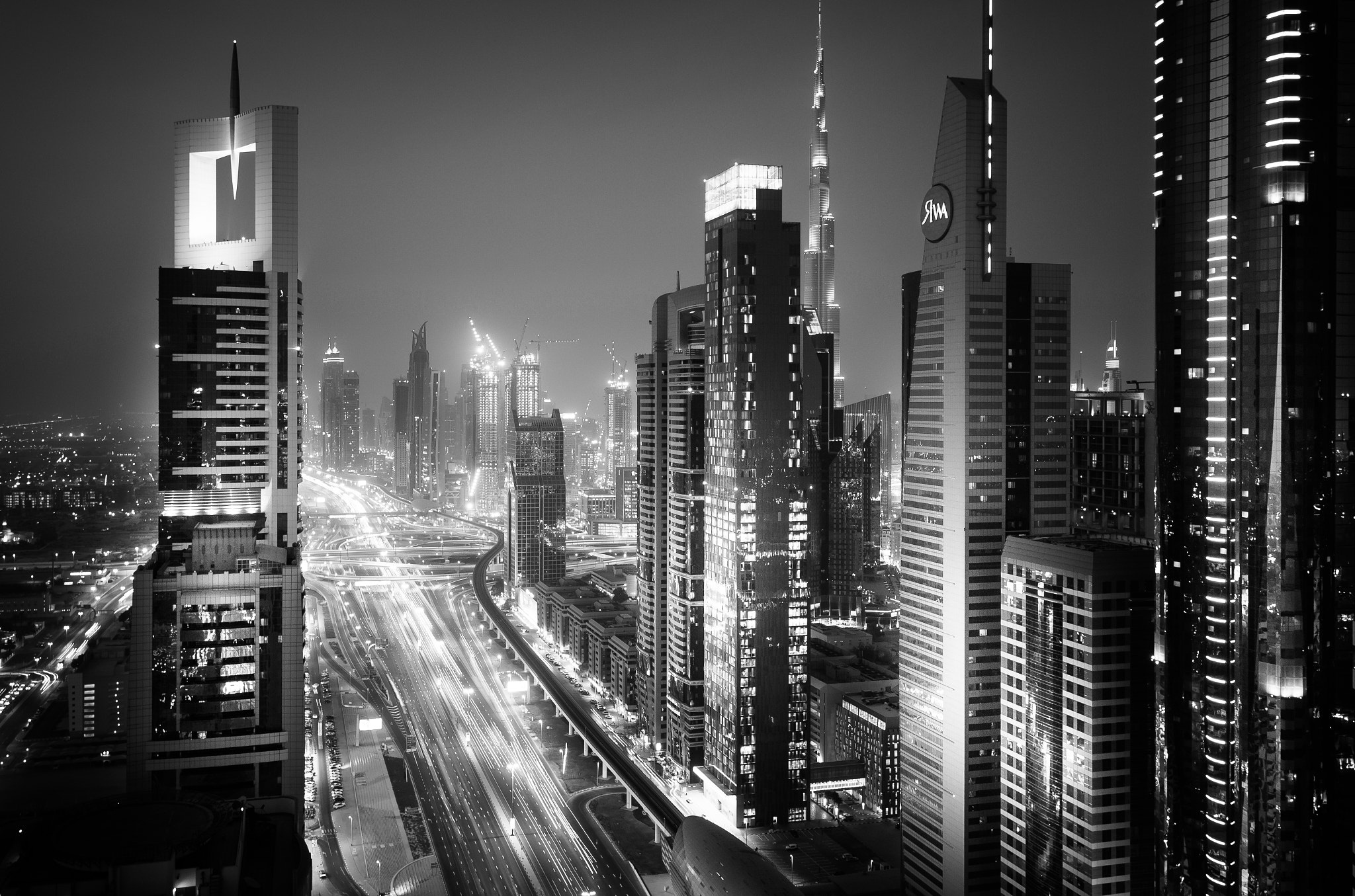 Wallpaper Monochrome, Modern Architecture, Timelapse, Dubai ...