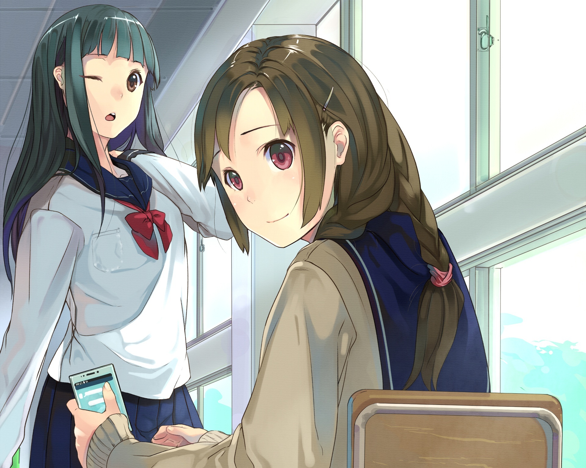 Wallpaper Smartphone, Anime School Girls, School Uniform, Wink ...