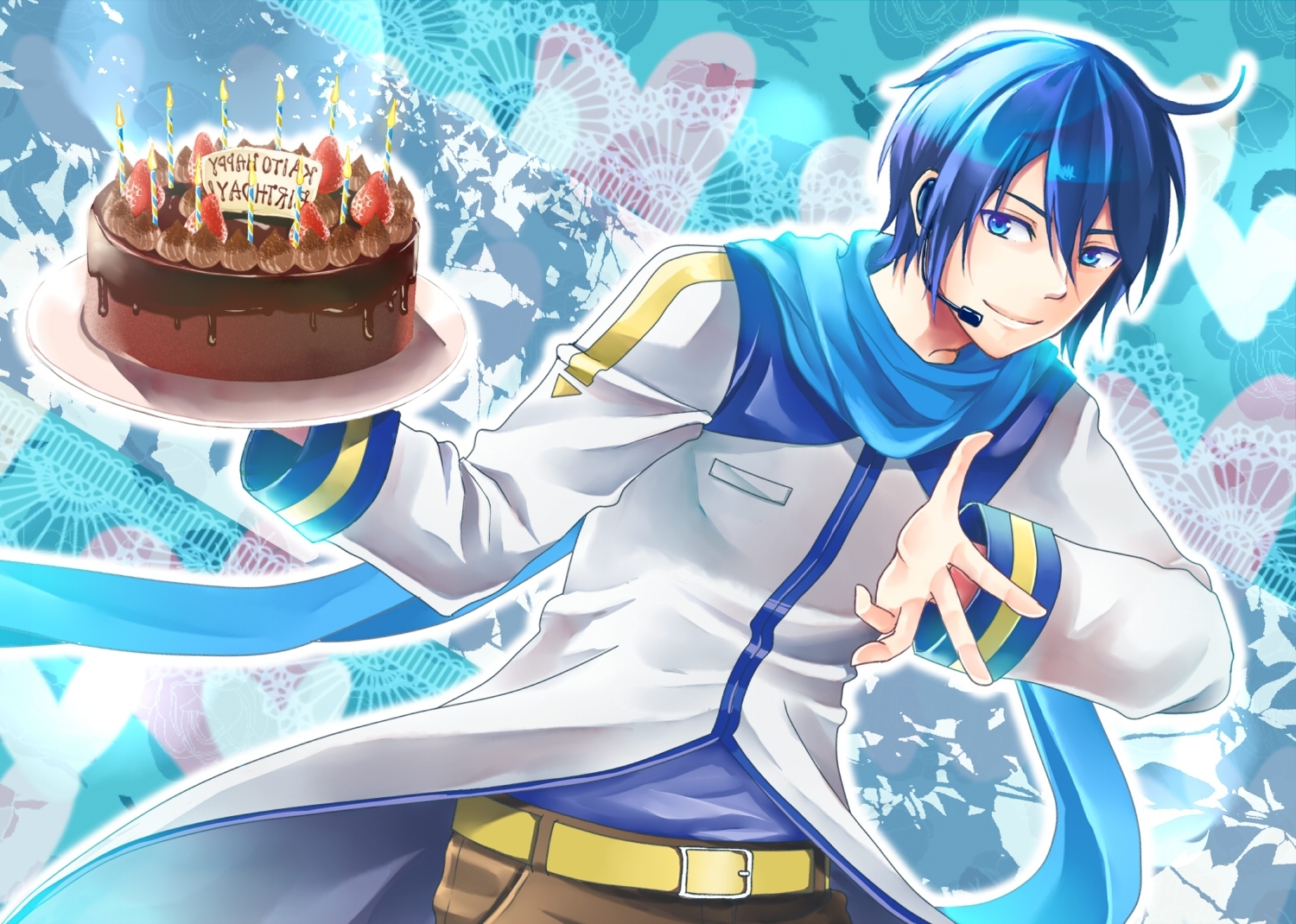 Wallpaper Vocaloid Blue Hair Kaito Happy Birthday Resolution 1500x1070 Wallpx