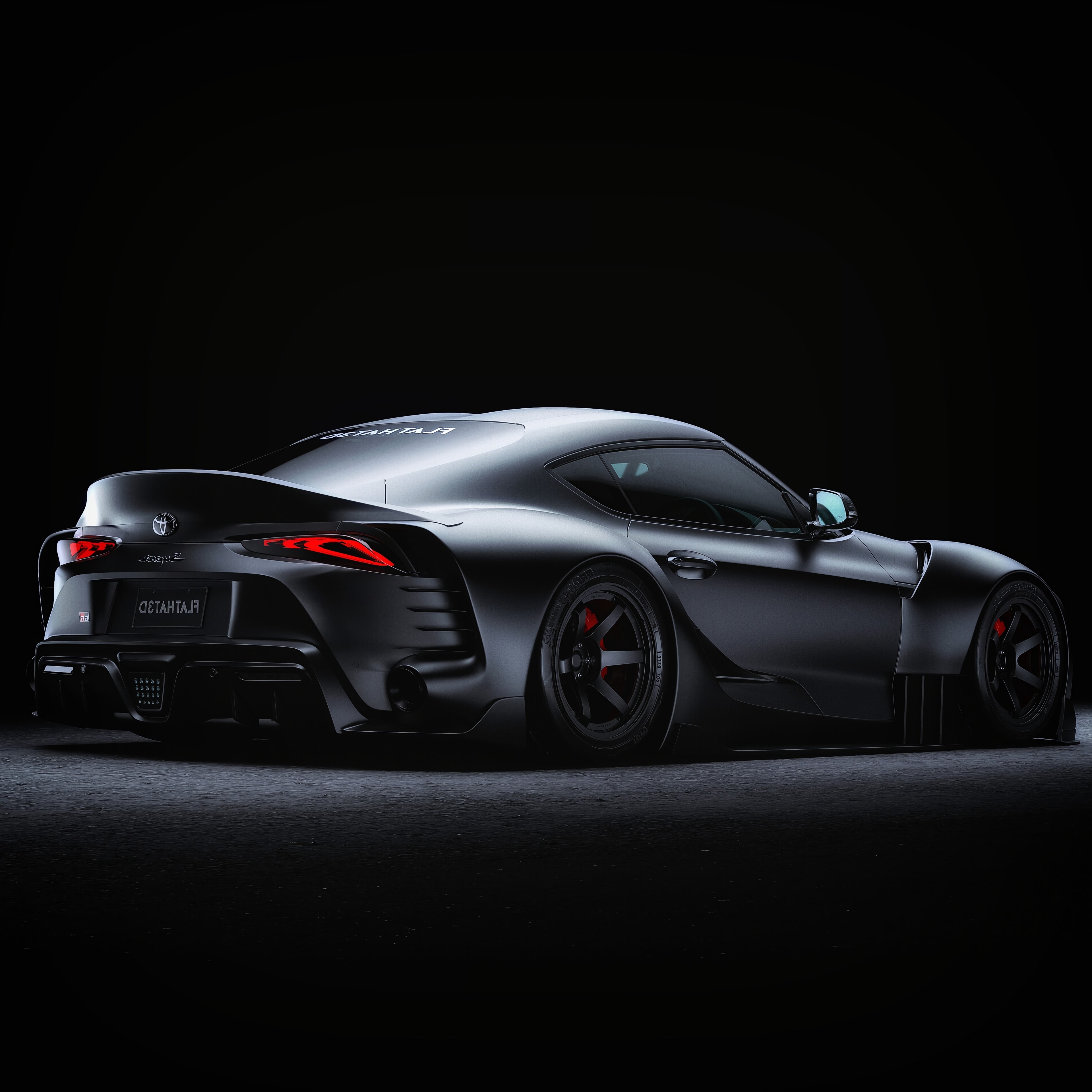Wallpaper Black Matte, Sport Cars, Toyota Supra - Resolution:3840x3840 ...