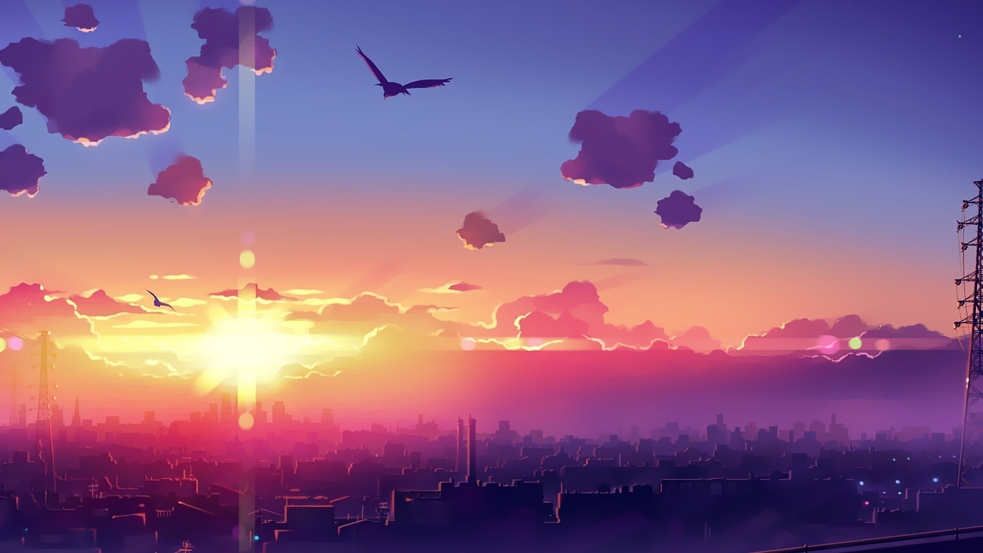 Sky City Scenery Horizon Landscape Anime 8K Wallpaper #131