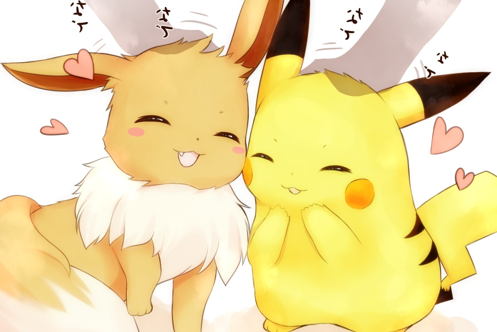 Pikachu, eeve, cute, pokemon, Anime, HD wallpaper