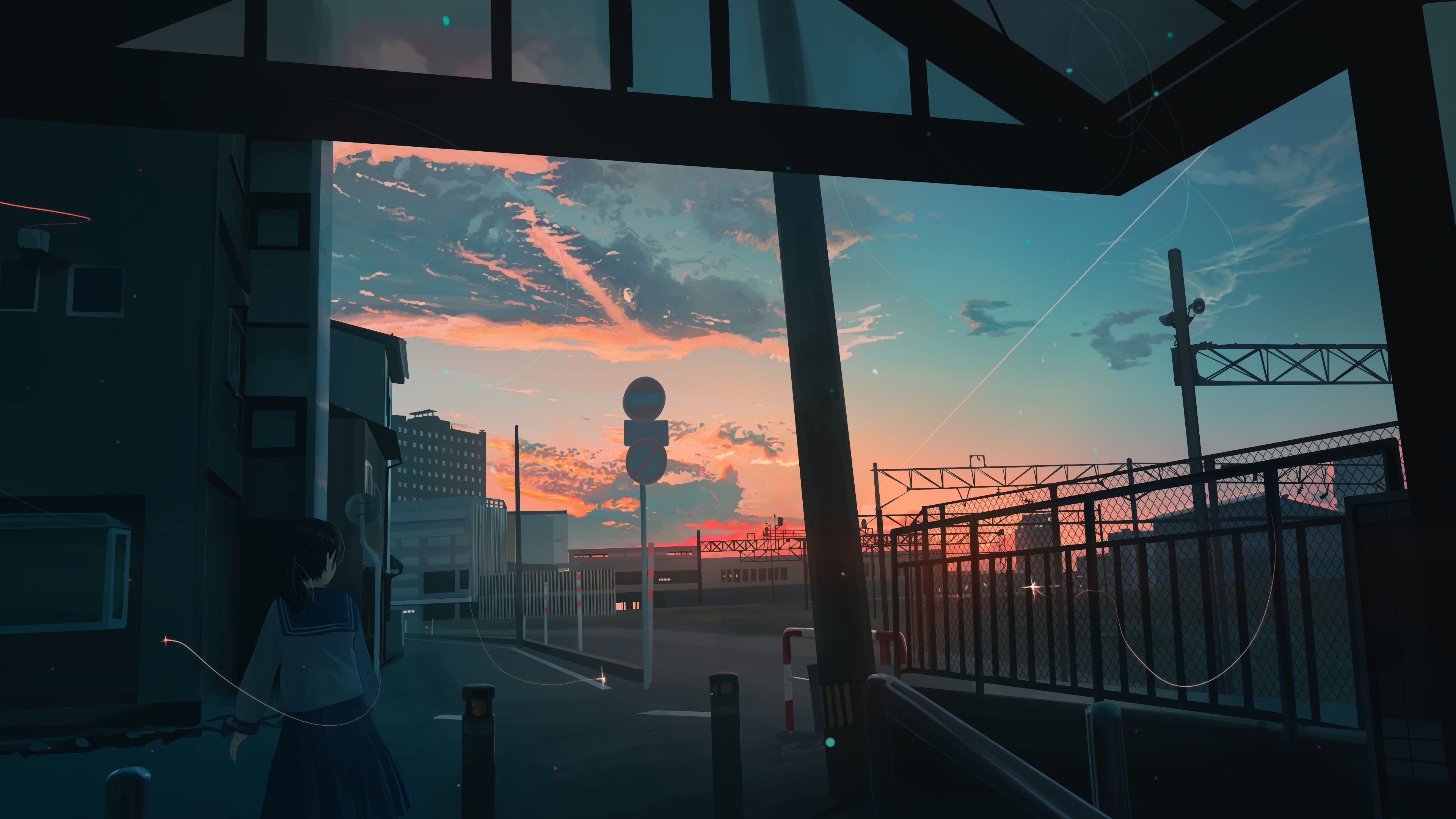 Wallpaper Sunset, Anime Scenery, Clouds, Anime School Girl, Artwork ...