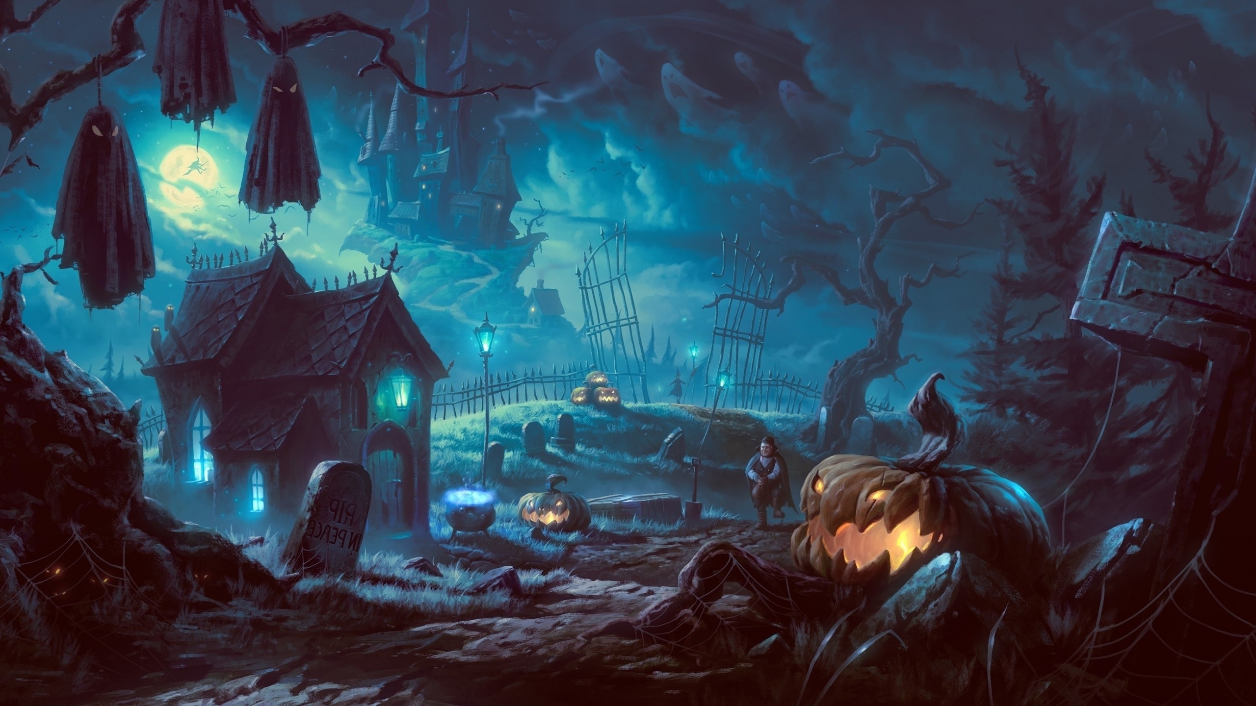 Wallpaper Castle, Dark, Halloween 2020, Creepy House, Bosque, Pumpkin ...
