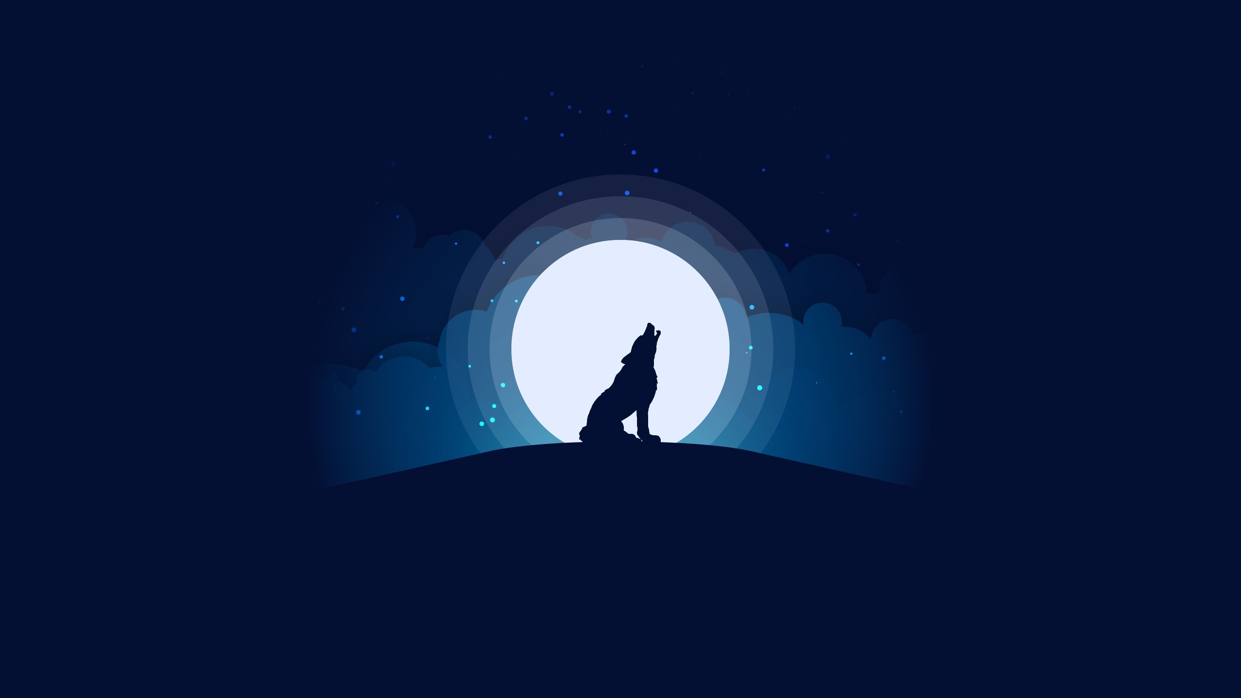 Wallpaper Moonlight, Flat Design, Landscape, Wolf Howling - Resolution ...