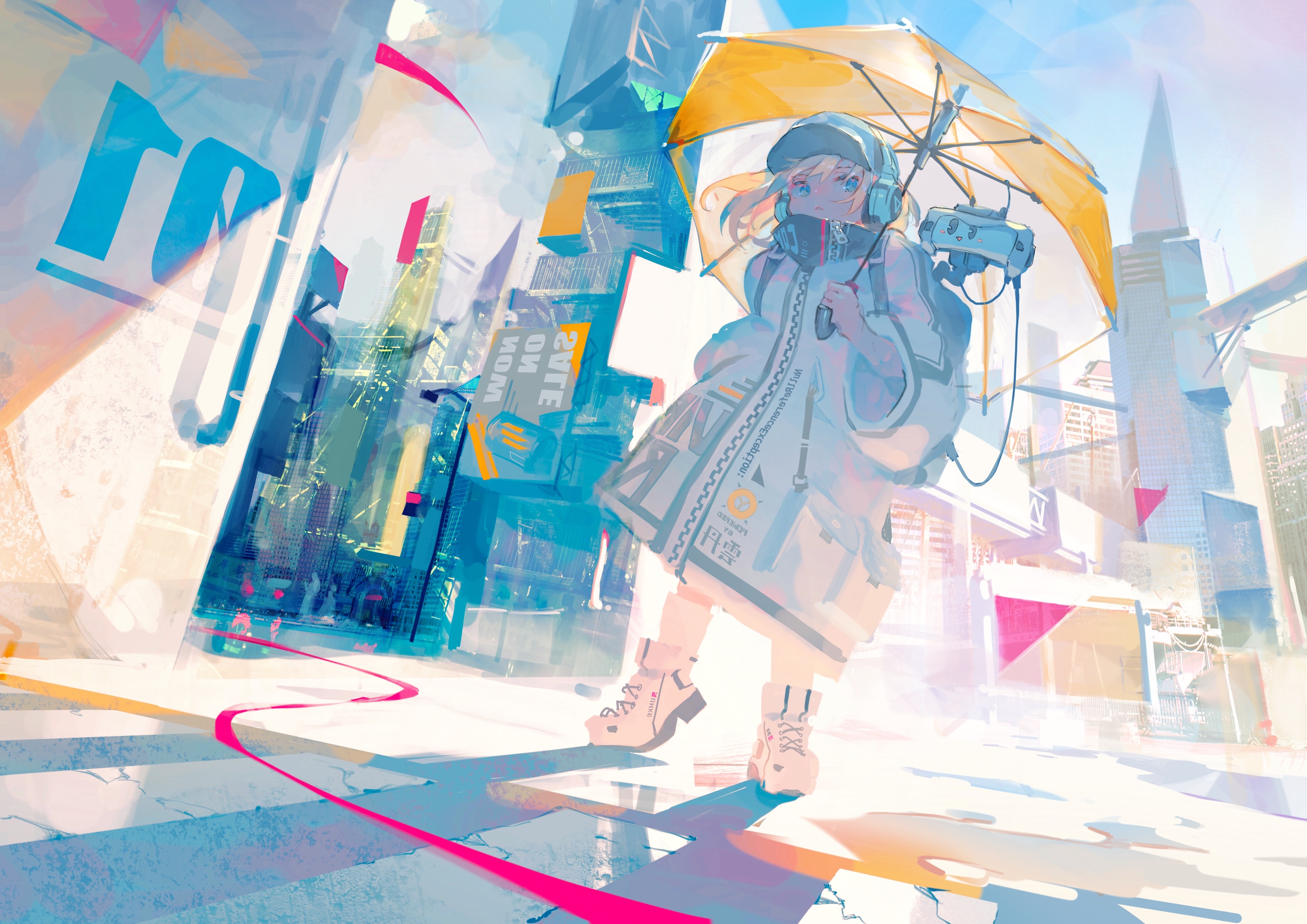 Anime Girl Umbrella City 8k Wallpaper,HD Anime Wallpapers,4k