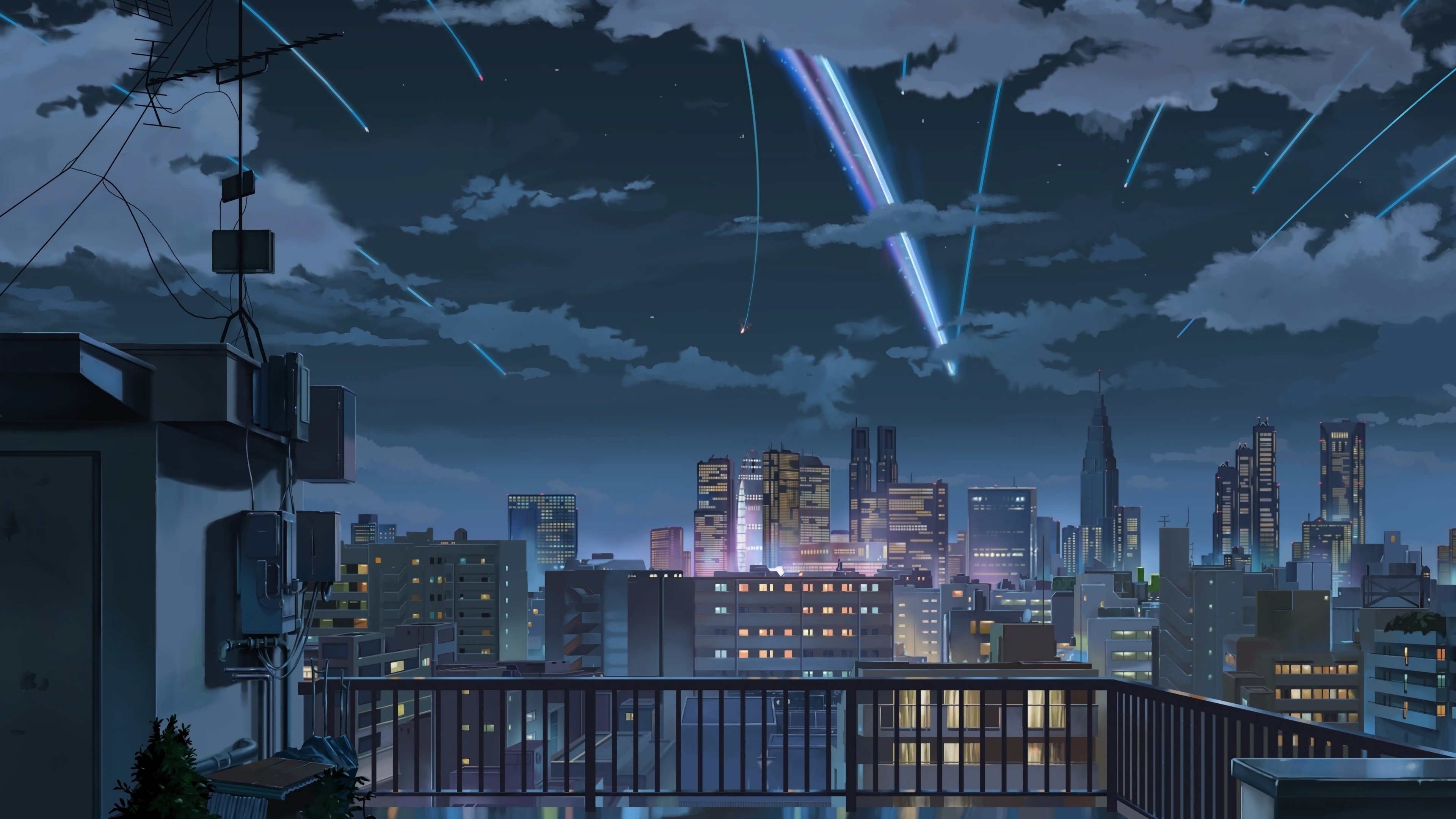 Wallpaper Anime City Clouds Kimi No Na Wa Falling Star Your Name Resolution 3840x2160 Wallpx