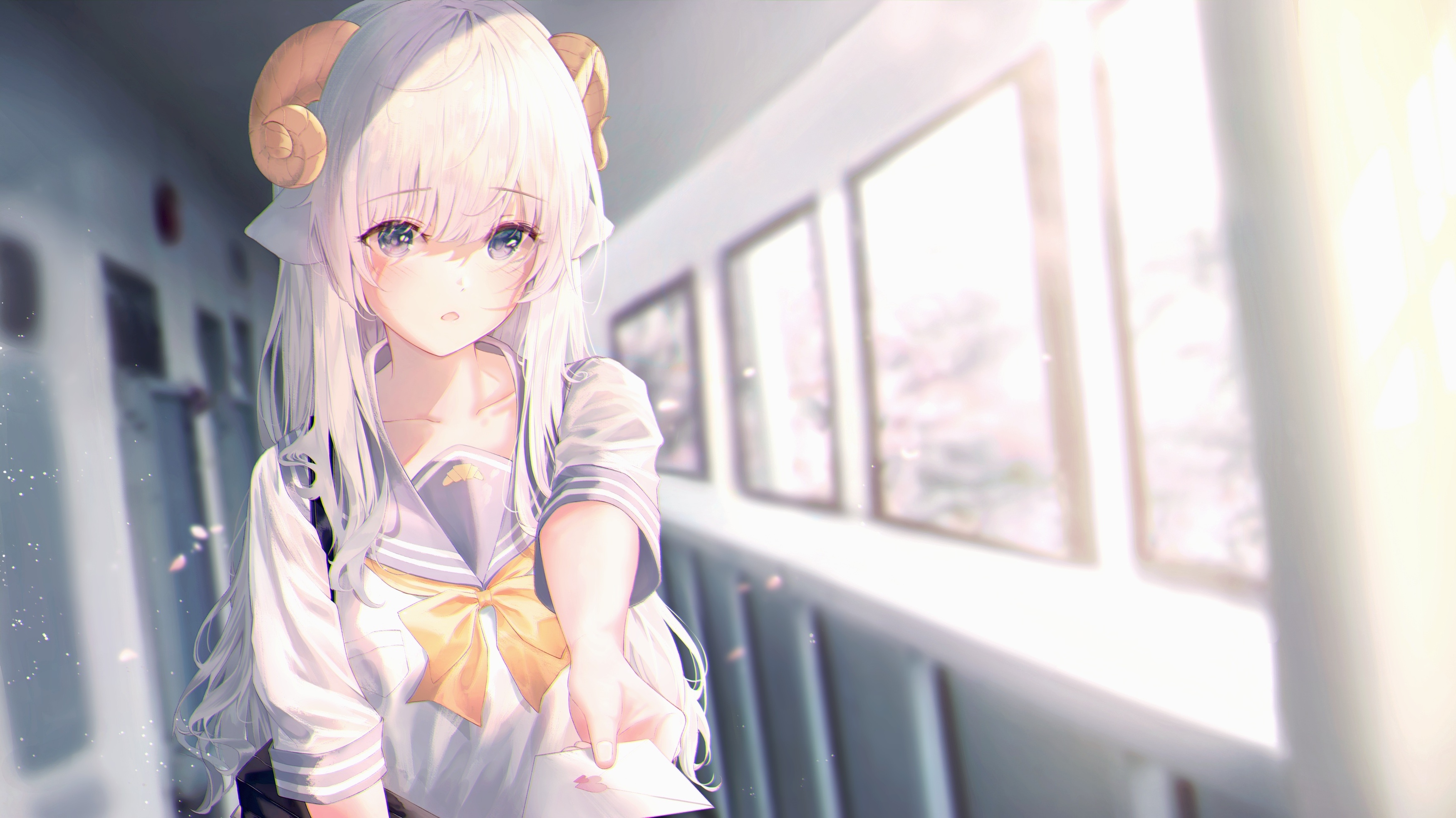 Anime Girl With White Hair Holding A White Feather And Looking At Buildings  Background, Picture Of Finland Background Image And Wallpaper for Free  Download