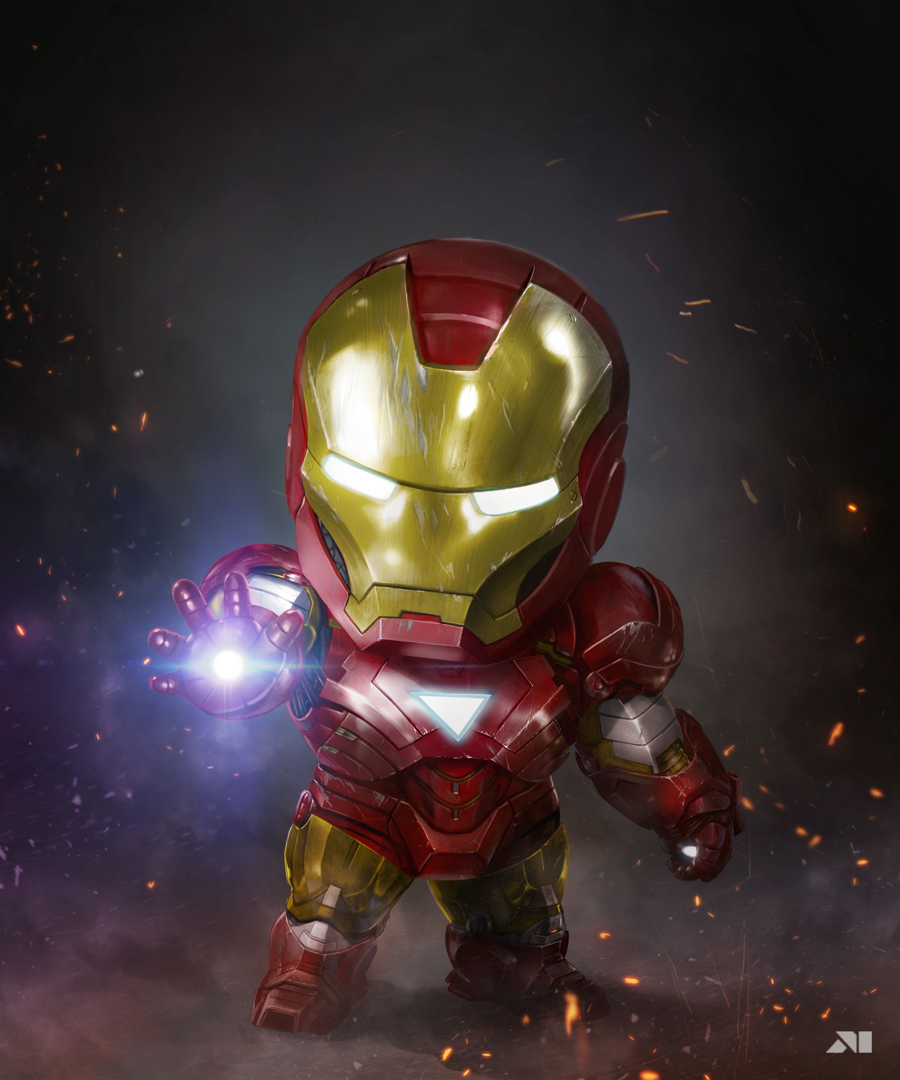 Wallpaper Fan Art Particles Chibi Iron Man Marvel Universe Nano Suit Resolution 3000x3600 Wallpx