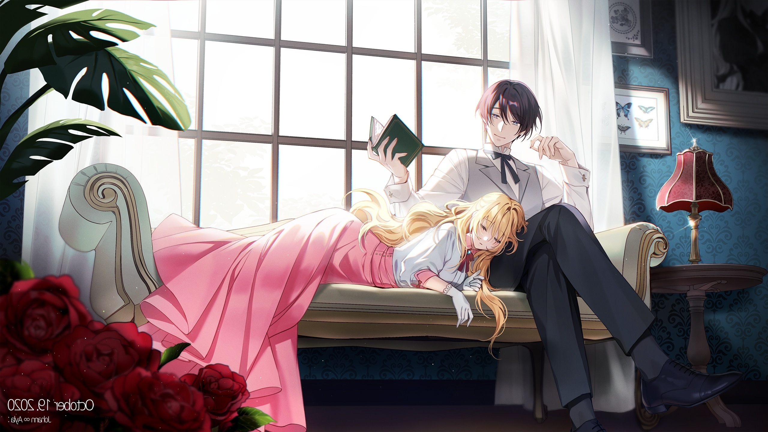 Anime couple, resting, cute, room, windows, romance, sleeping, Anime, HD  wallpaper | Peakpx