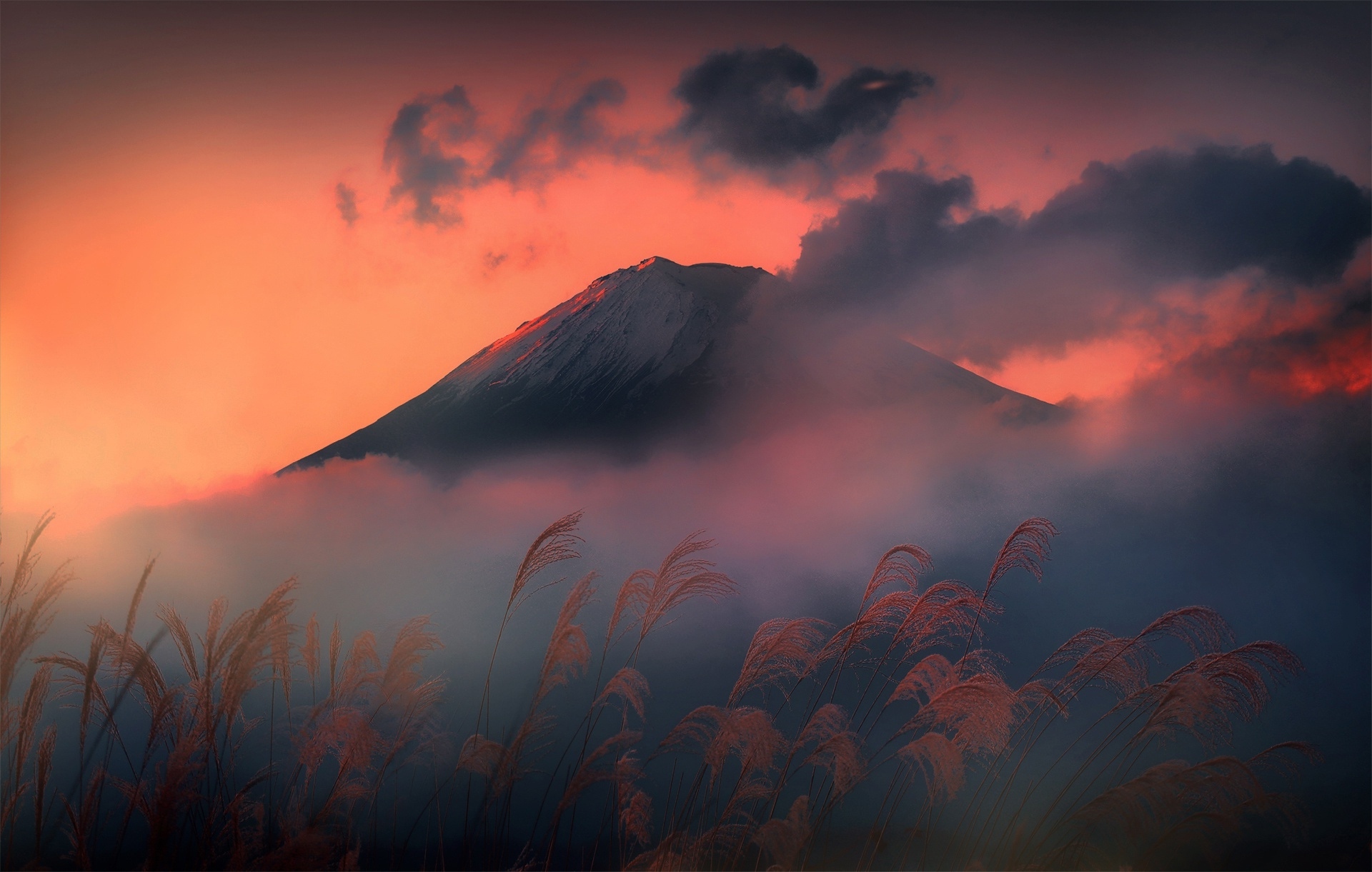 Wallpaper Mount Fuji Japan Sunset Clouds Scenery Resolution