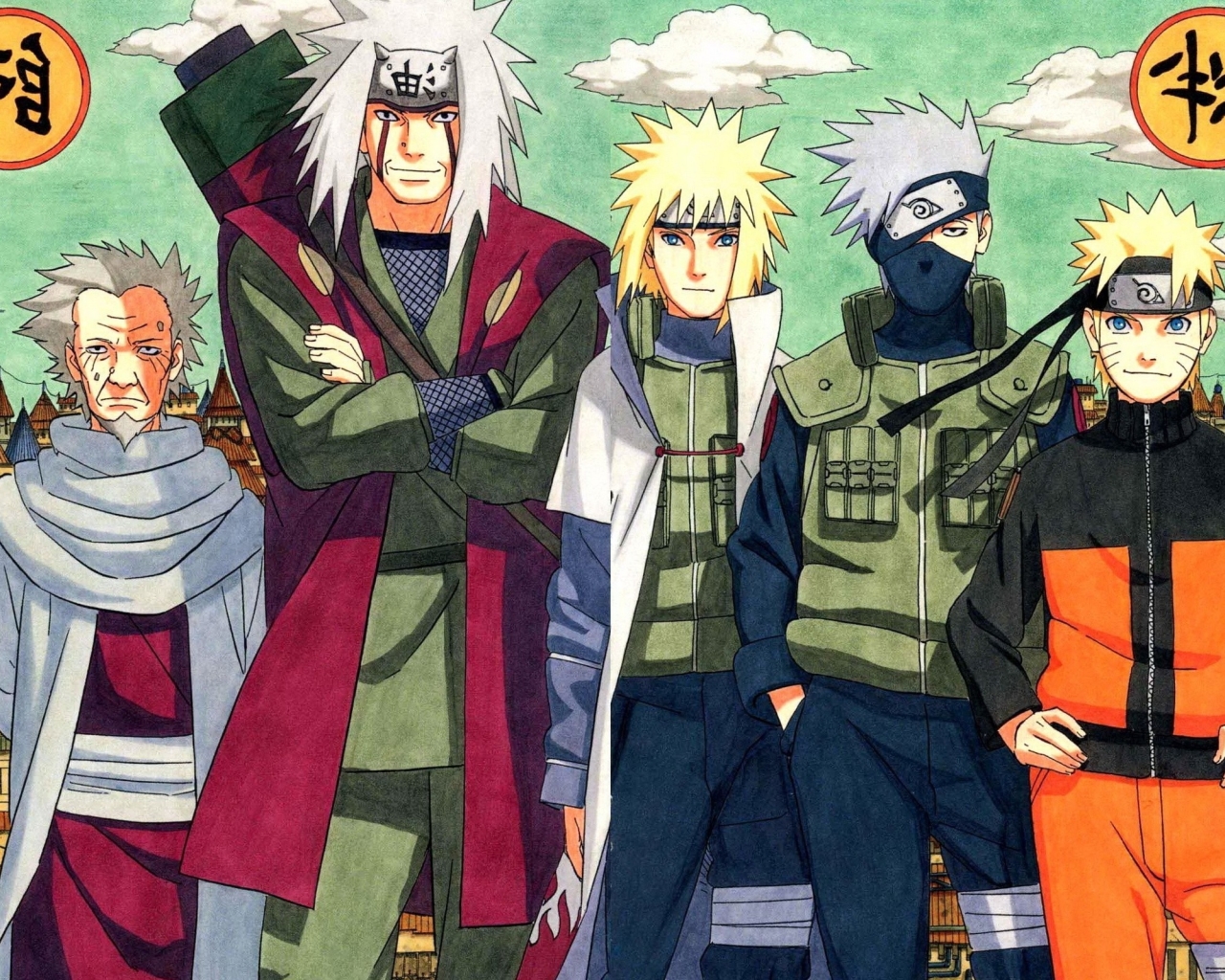 Wallpaper Naruto, Jiraiya, Kakashi, Minato, Sandaime - Resolution ...