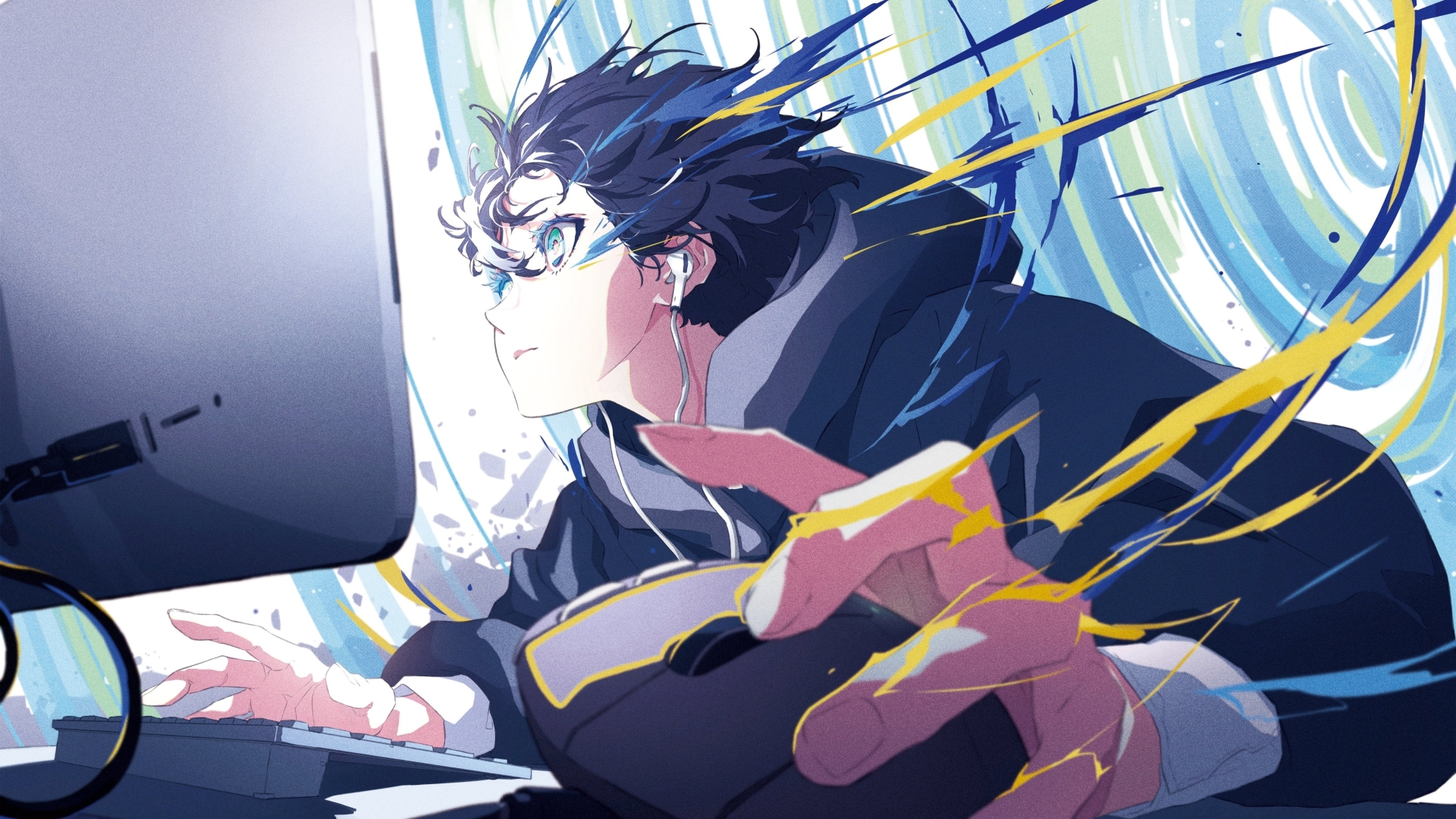 Wallpaper Gaming, Jacket, Keyboard Warrior, Monitor, Anime Boy ...