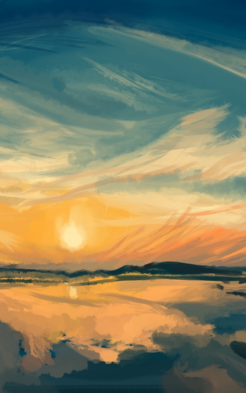 Wallpaper Sunset, Clouds, Painting, Sky, Artwork - Resolution:2048x1536 ...