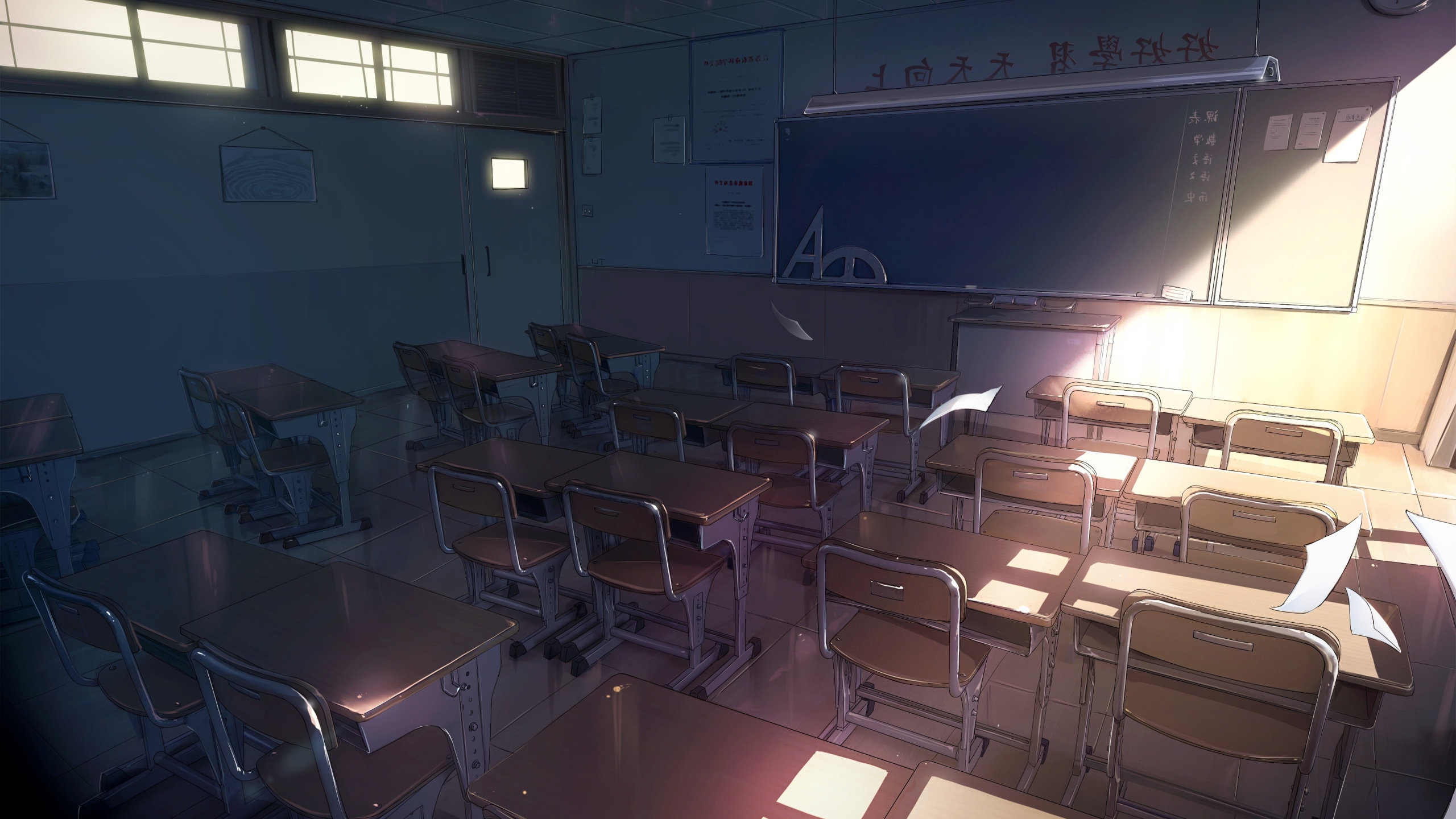 Download Anime Classroom With Sunlight Wallpaper