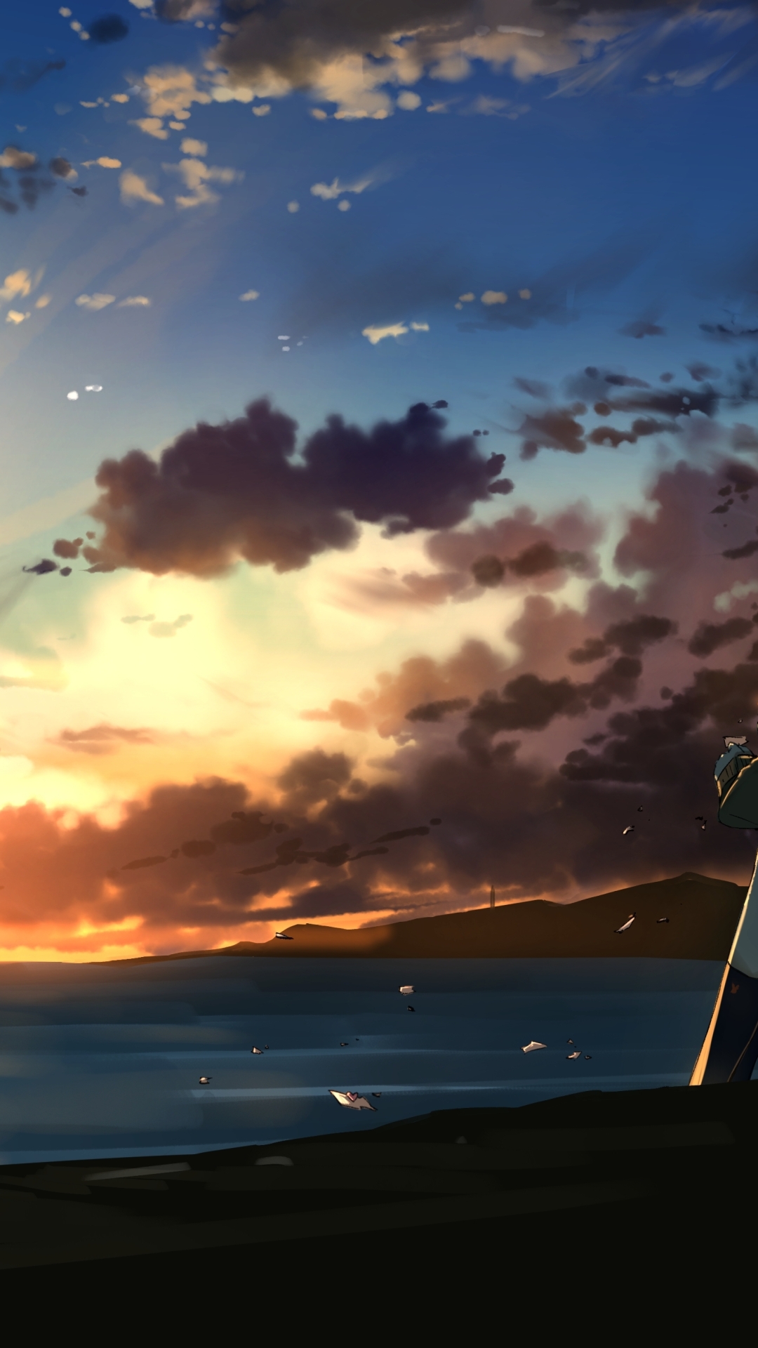 Wallpaper Clouds, Lonely, Anime Girl, School Uniform, Sunset, Crying ...