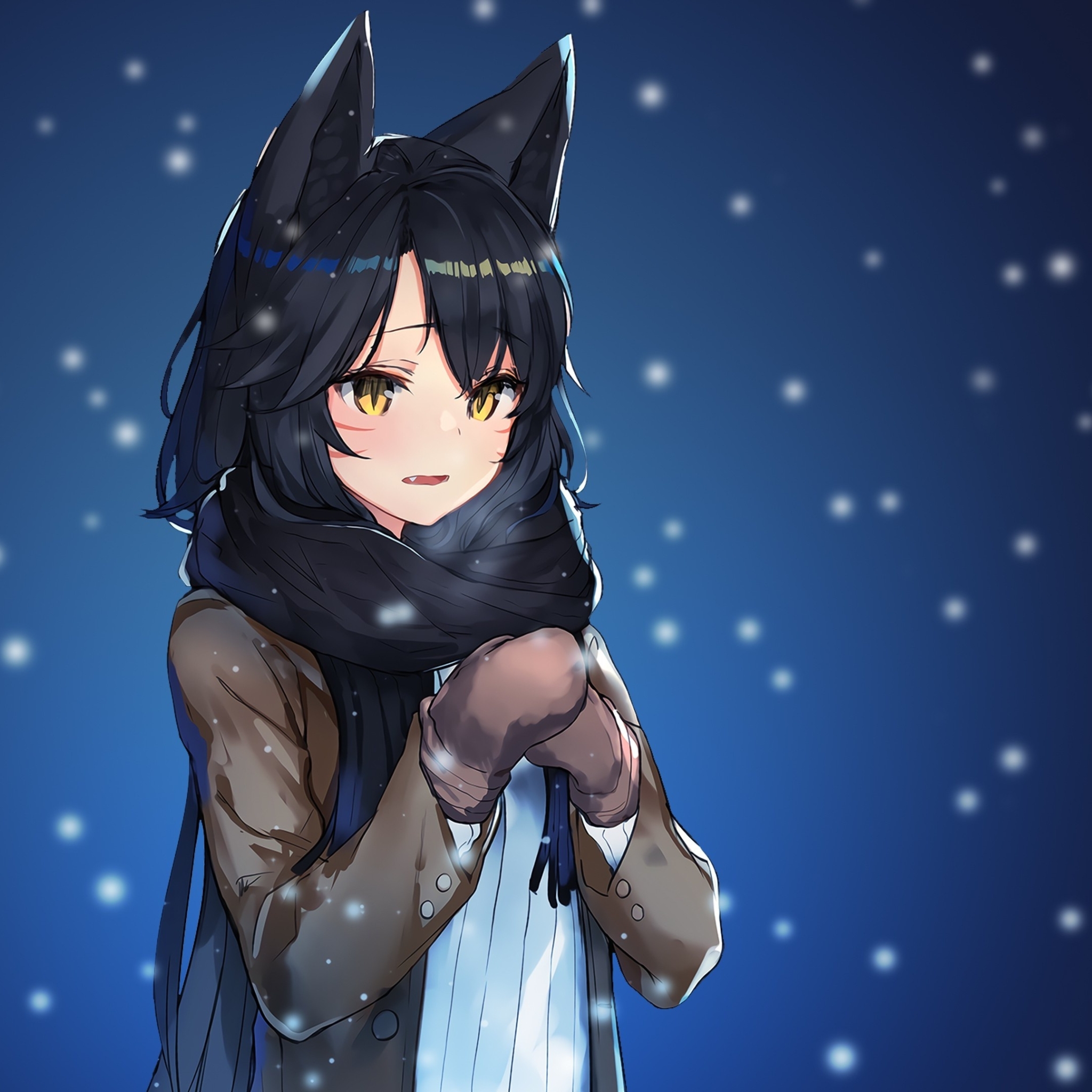 Wallpaper Snow, Anime Style, League Of Legends, Ahri, Scarf ...