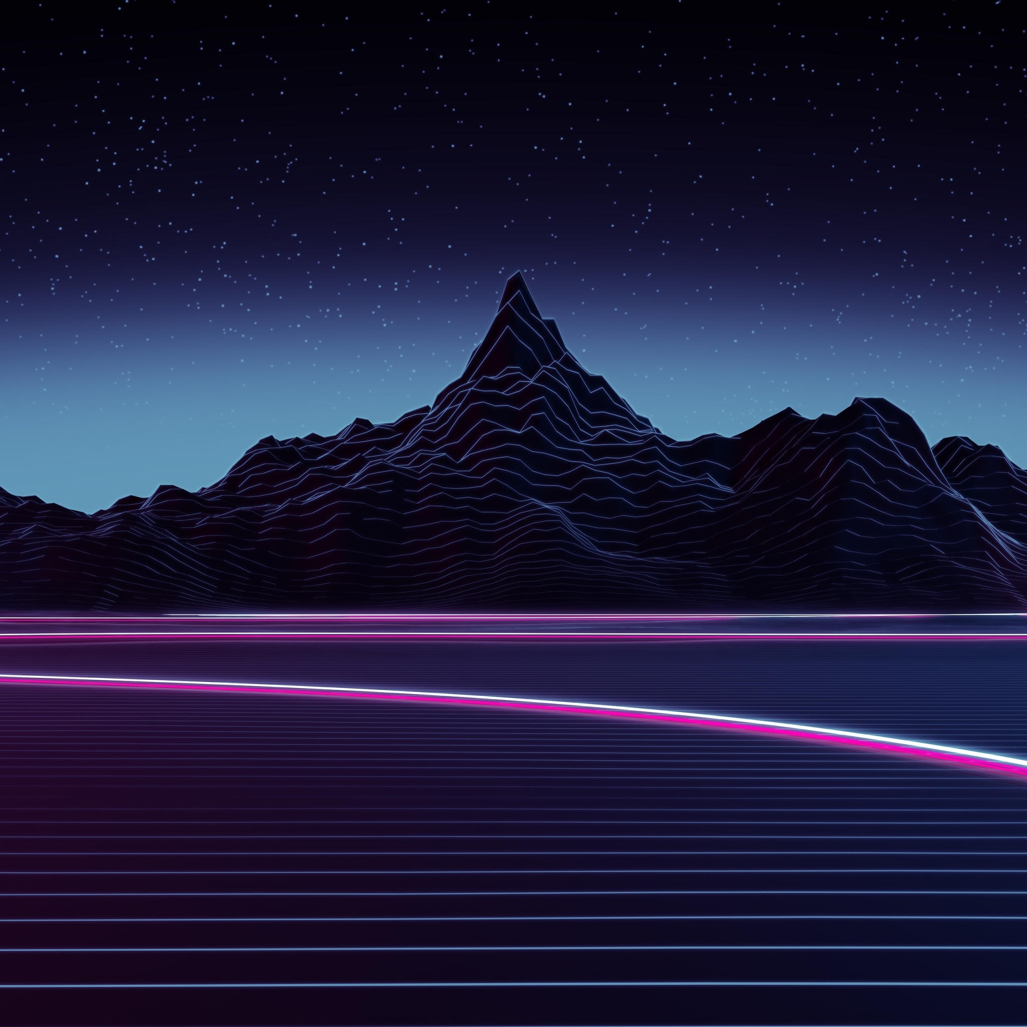 Wallpaper Mountain, Synthwave, Landscape, Retrowave, Neon Light ...