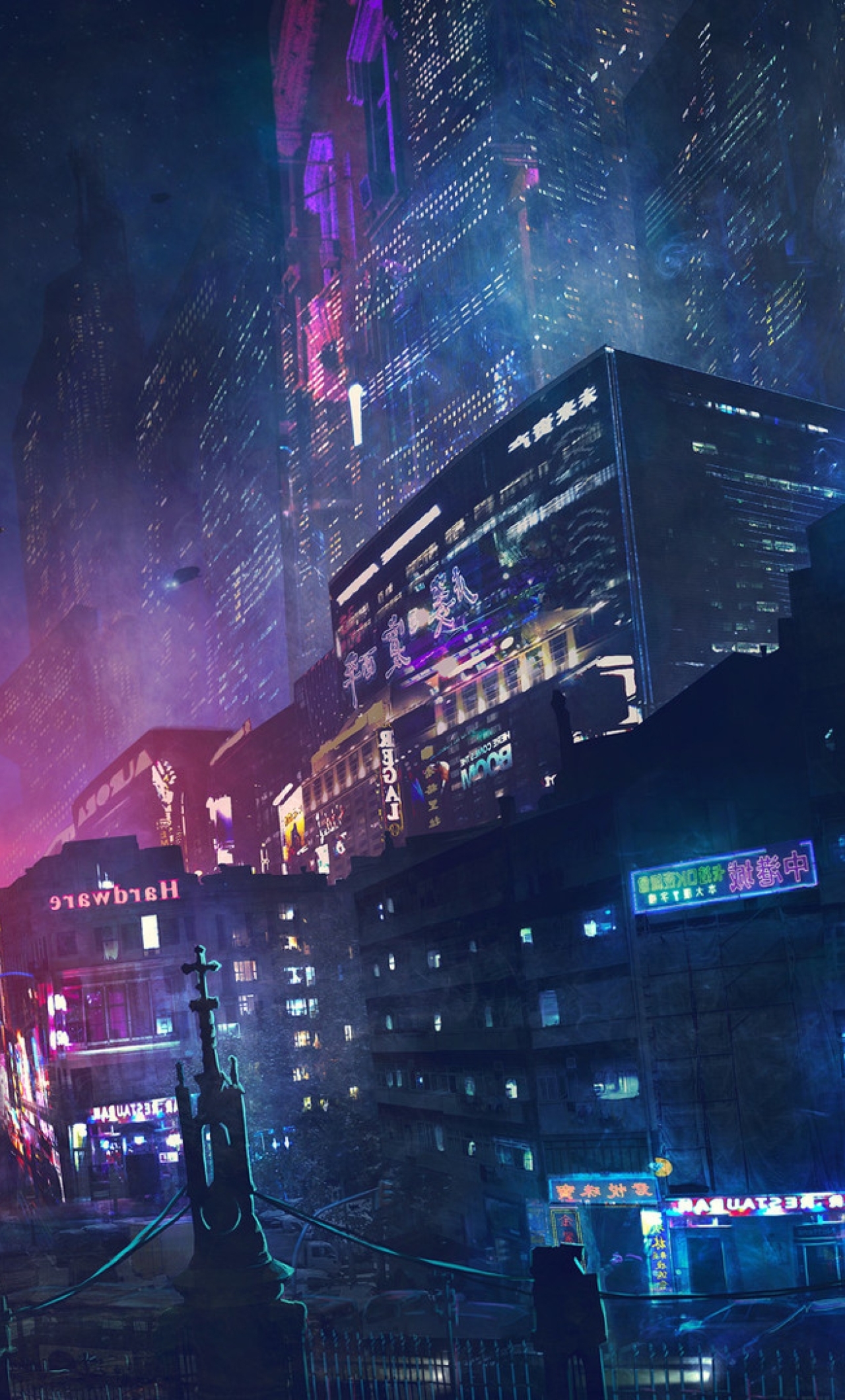 Wallpaper Buildings, Aircrafts, Futuristic, Cyberpunk City, Neon Lights ...