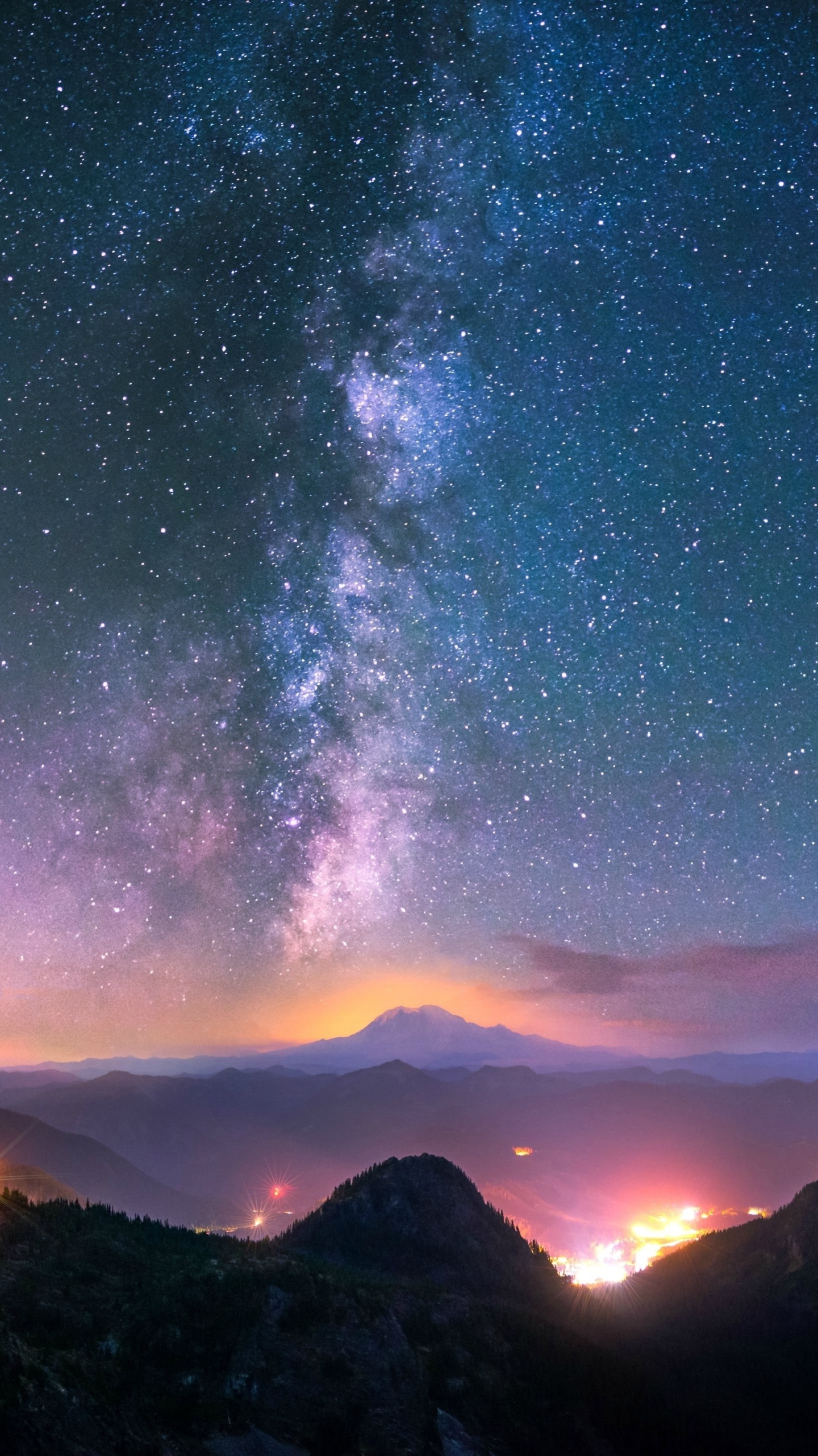 Wallpaper Lights, Stars, Mountain, Nebula - Resolution:5178x2912 - Wallpx