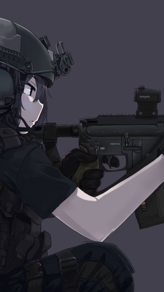 Wallpaper Profile View, Gunner, Anime Girl, Military Uniform ...