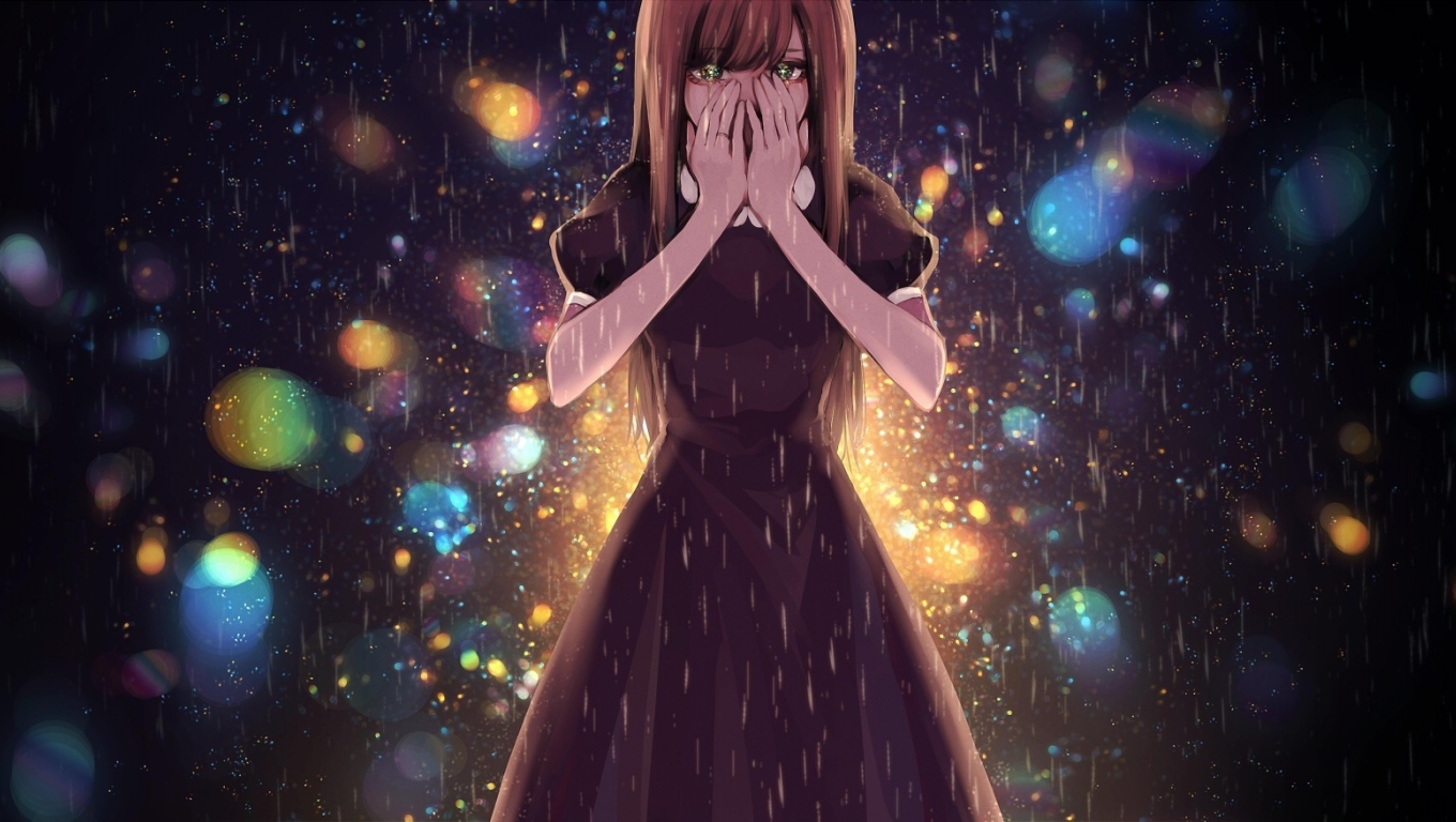Wallpaper Raining, Crying, Anime Girl, Tears - Resolution:1560x876 - Wallpx