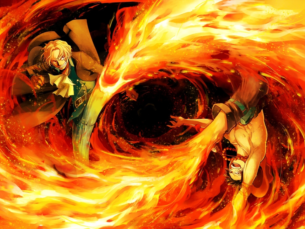 Wallpaper One Piece, Fight, Ace, Fire, Sanji - Resolution:1920x1360 ...