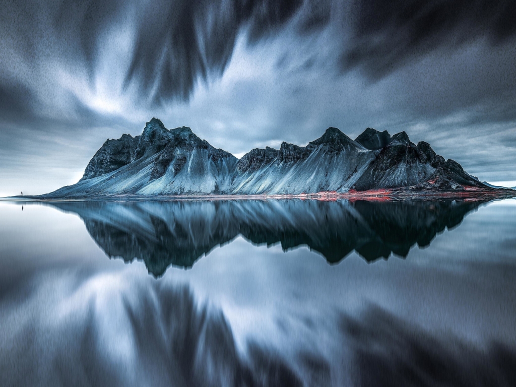 Wallpaper Iceland, Scenery, Mountain, Reflection, Gloomy, Dark ...