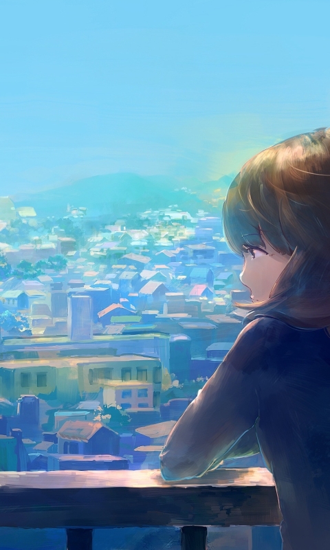 Wallpaper City View, Anime Girl, Landscape - Resolution:2190x1293 - Wallpx