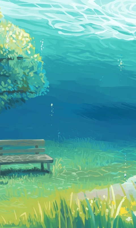Wallpaper Tree, Underwater, Anime Landscape, Grass - Resolution ...