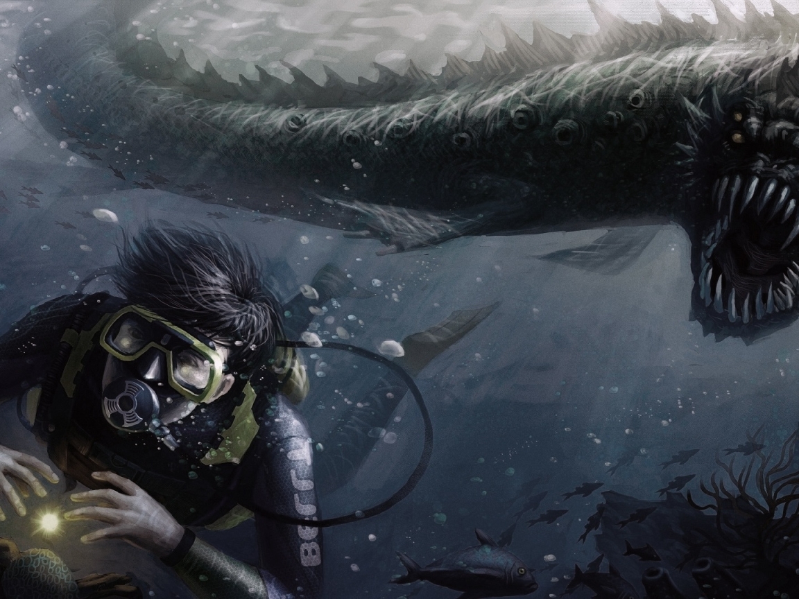 Wallpaper Monster, Creature, Underwater, Swim, Scary - Resolution ...