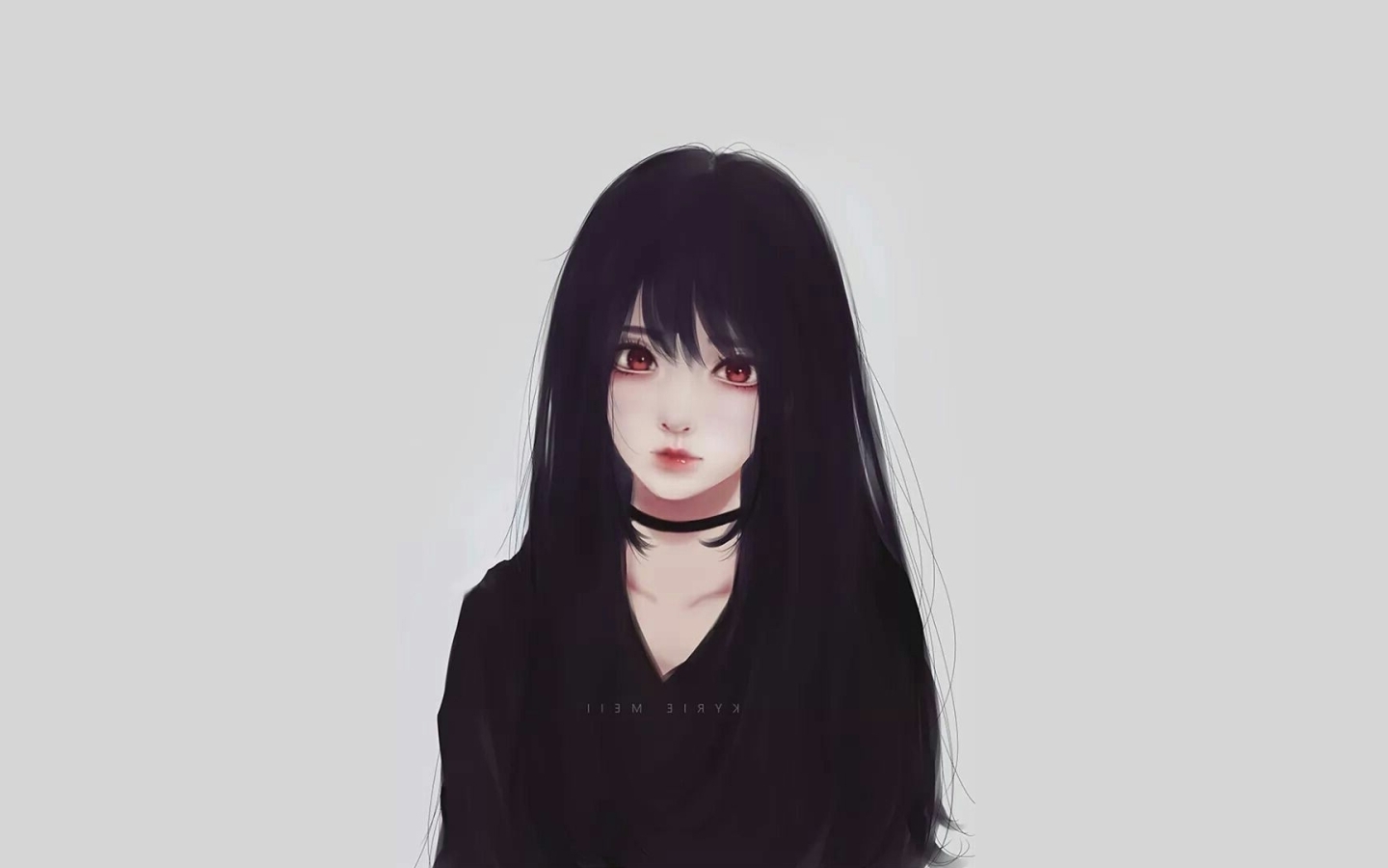 Wallpaper Red Eyes, Black Hair, Realistic Anime Girl - Resolution ...