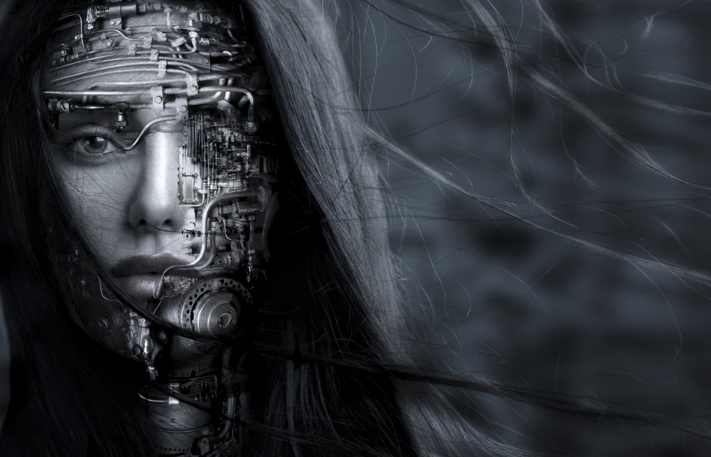 Wallpaper Sci-Fi, Hair, Cyborg Woman, Futuristic - Resolution:2048x1121 ...