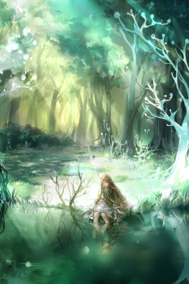 Wallpaper : anime girls, forest 1559x823 - RaidyHD - 1859419 - HD