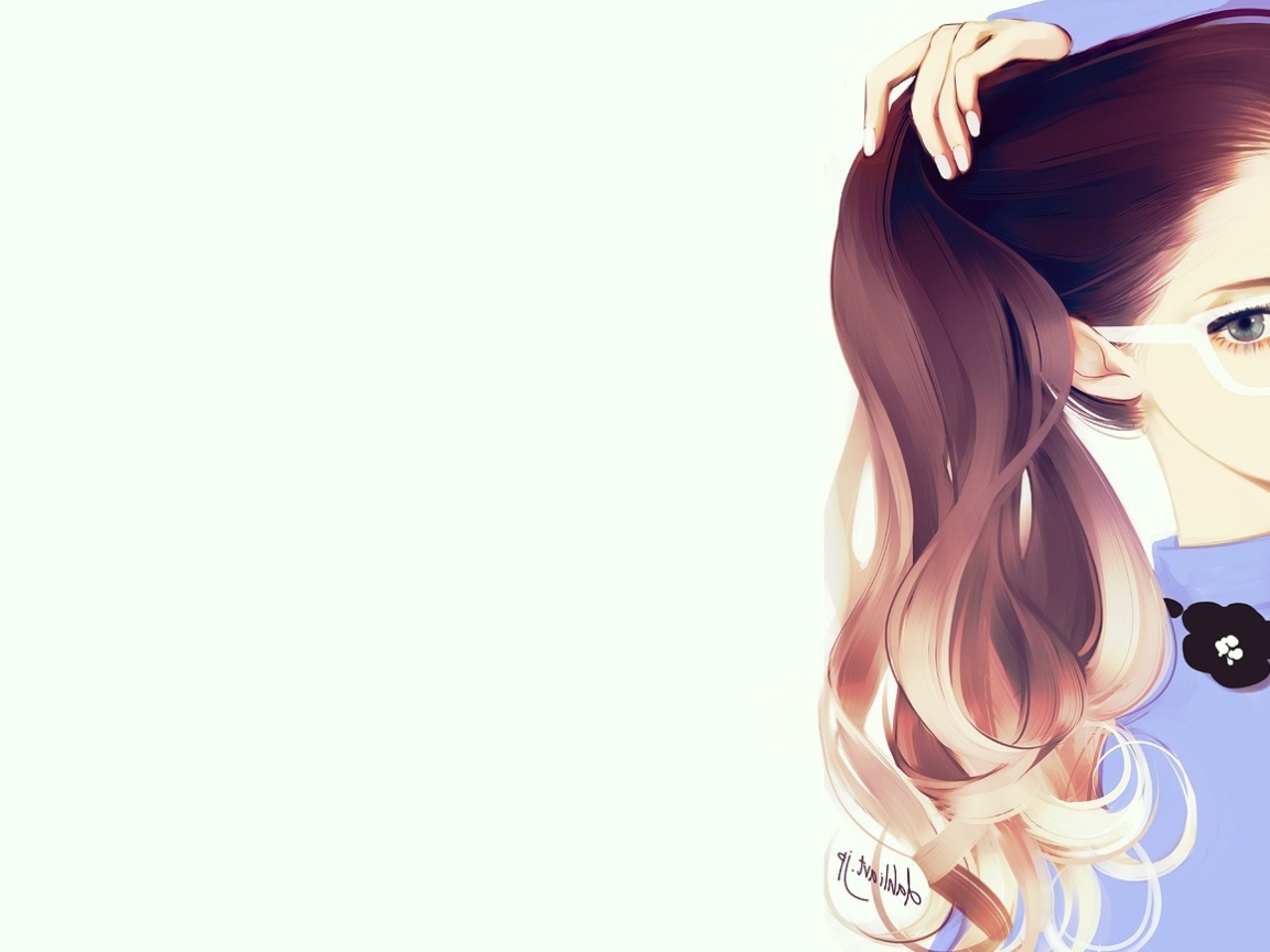 Wallpaper Glasses Long Hair Semi Realistic Anime Girl Resolution