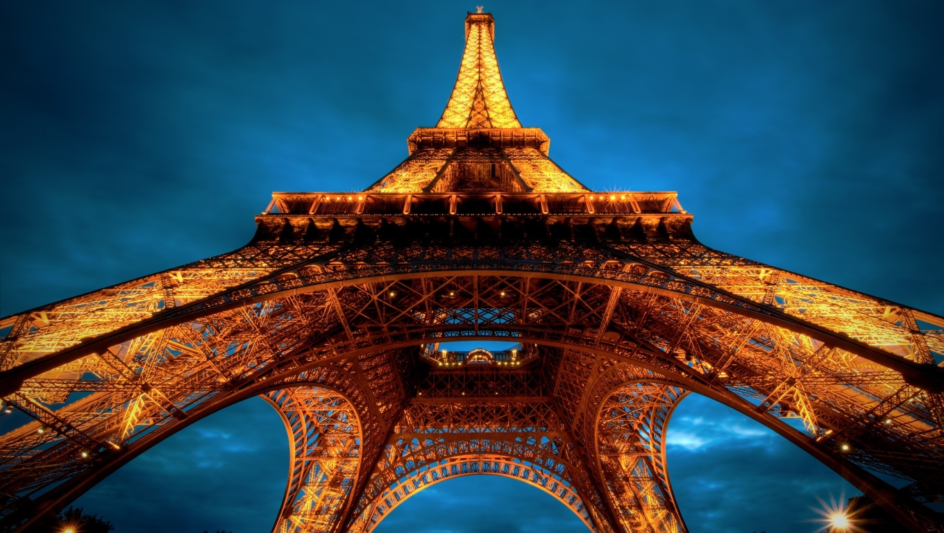 Wallpaper Eiffel Tower France Lights Hdr Bottom View Paris