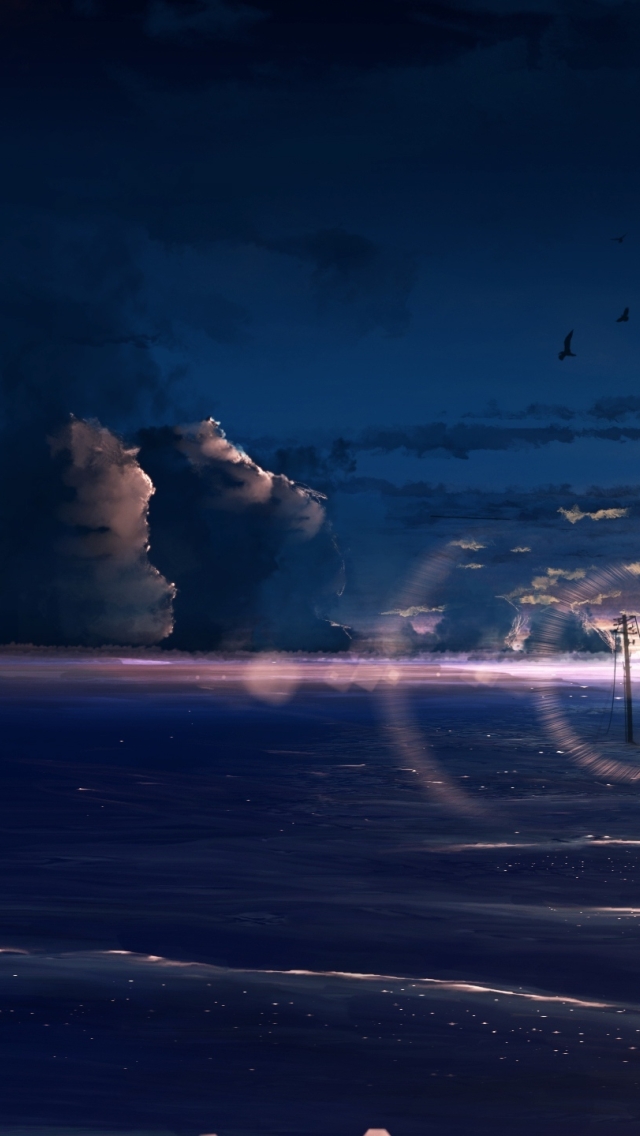 Wallpaper Scenic, Lens Flare, Clouds, Sunset, Anime Landscape