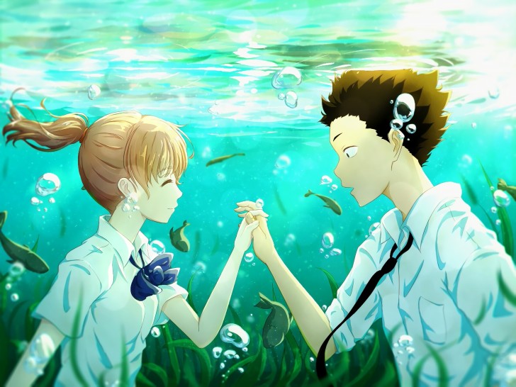 Wallpaper Shouya X Shouko, Smiling, Romance, Couple, Underwater, Koe No ...