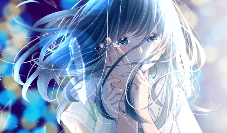 Wallpaper Tears, Anime Girl, Long Hair, Hands, Crying, Romance ...