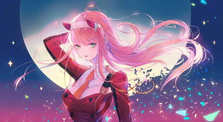 Wallpaper Moon, Zero Two, Darling In The Franxx, Particles, Pink Hair ...