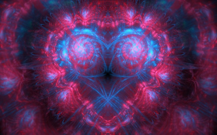 Wallpaper Fractal Heart Red  And Blue  Wallpx